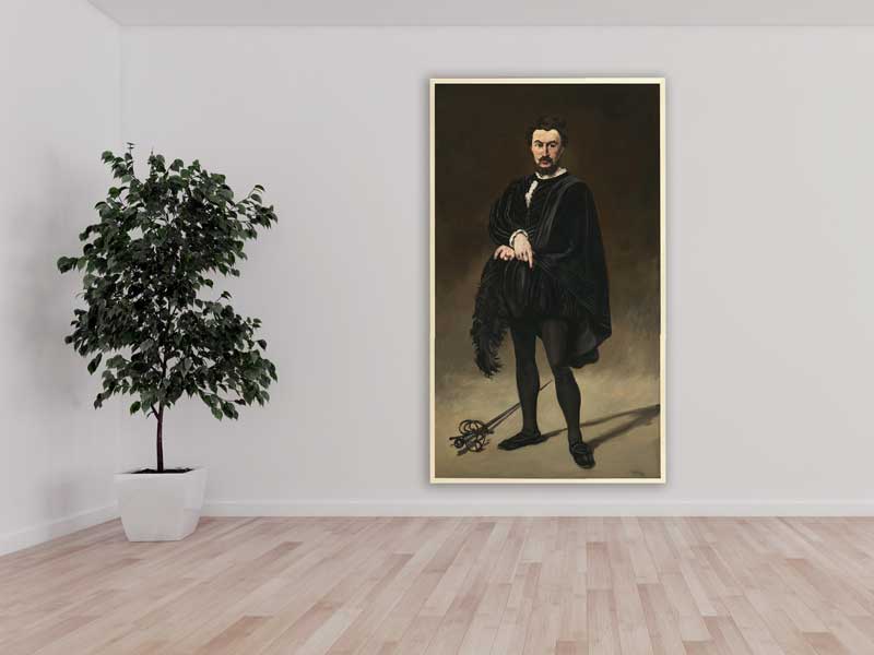 Edouard Manet - Philibert Rouviere as Hamlet, 1866, Bilderrahmen Ahorn