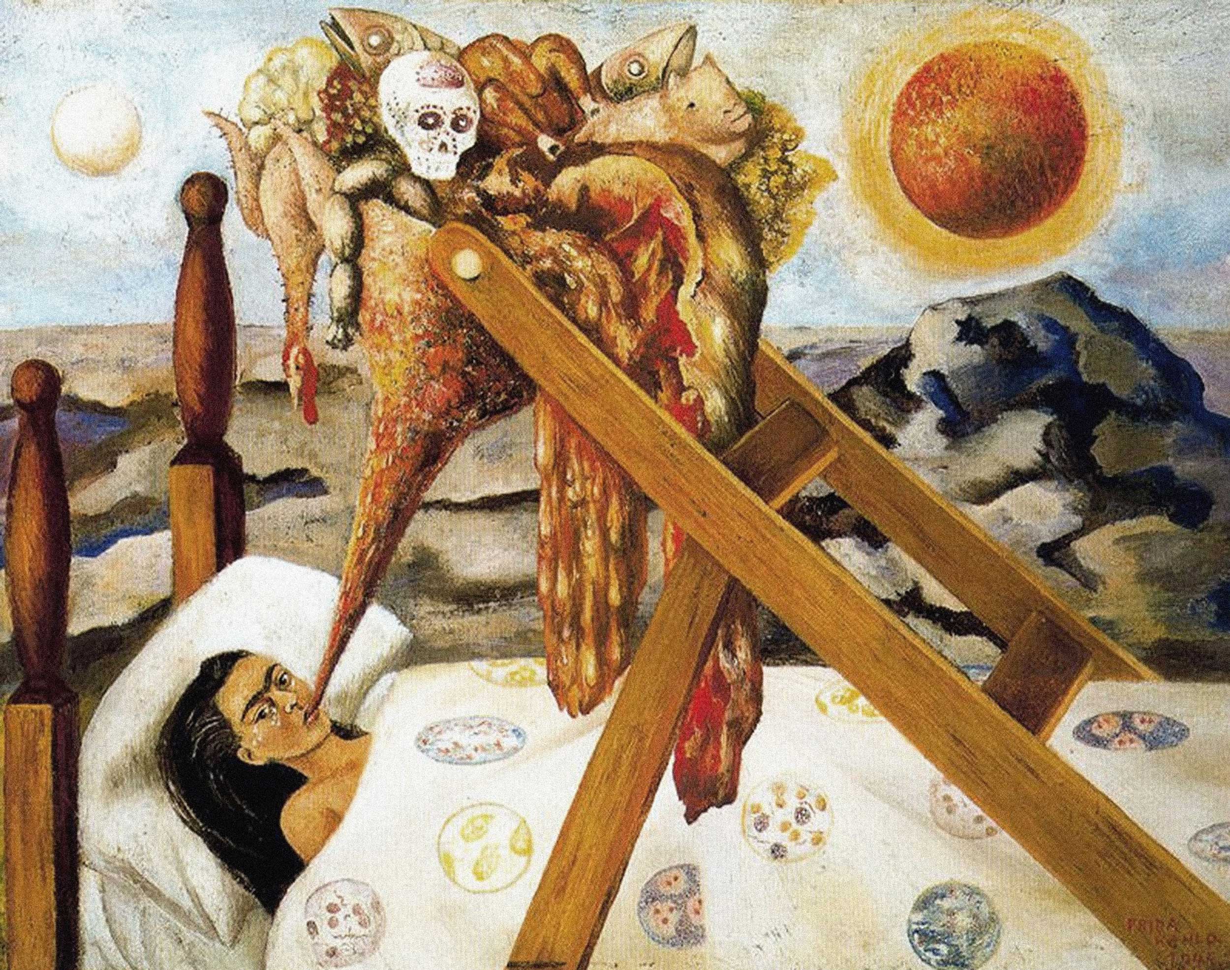 Frida Kahlo - Sin Esperanza, 1945, Bilderrahmen ahorn