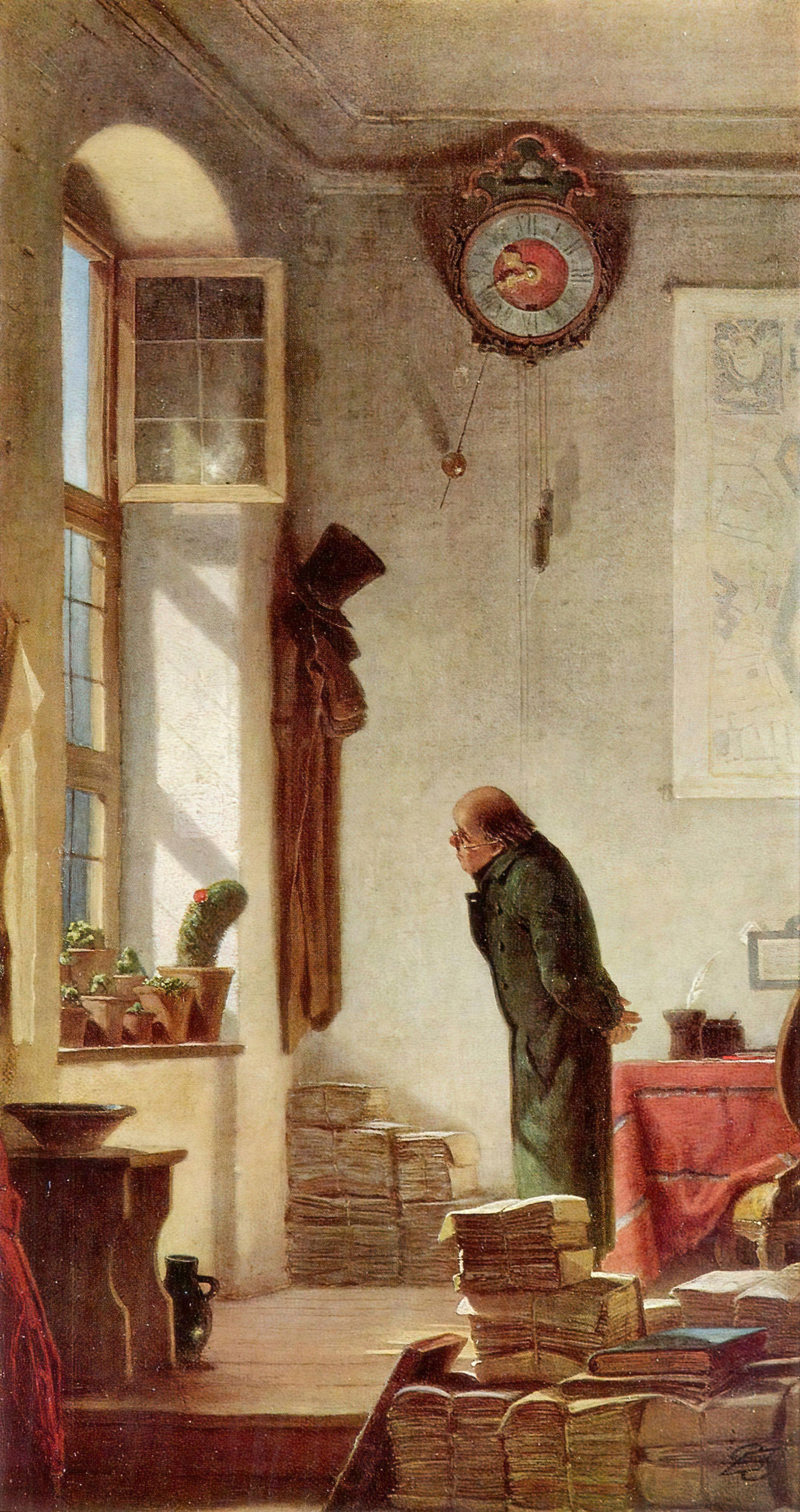 Carl Spitzweg - Der Kaktusliebhaber, 1850, Bilderrahmen grau