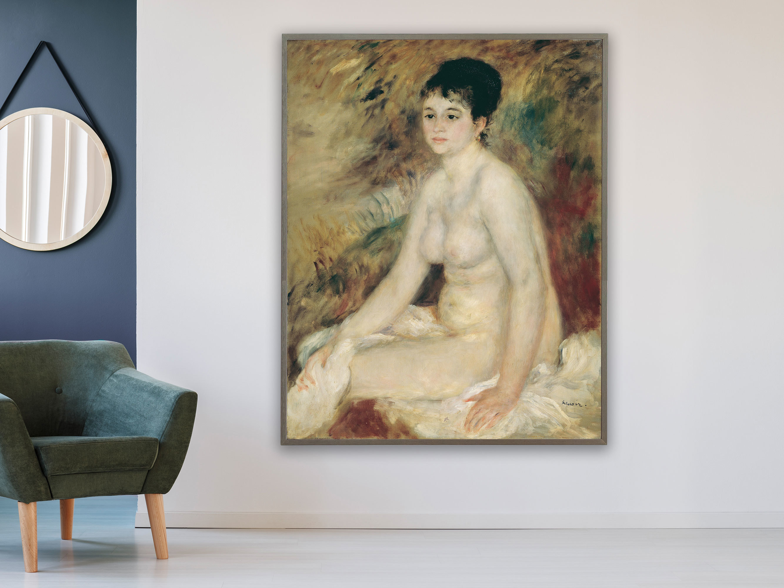 Auguste Renoir - Nach dem Bade, 1876, Bilderrahmen grau