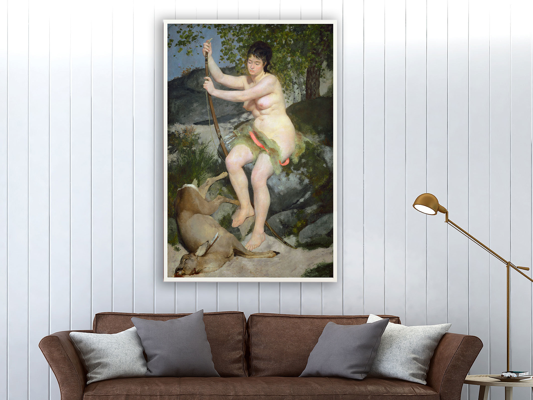 Auguste Renoir - Nackte Frau und totes Reh, Bilderrahmen weiß