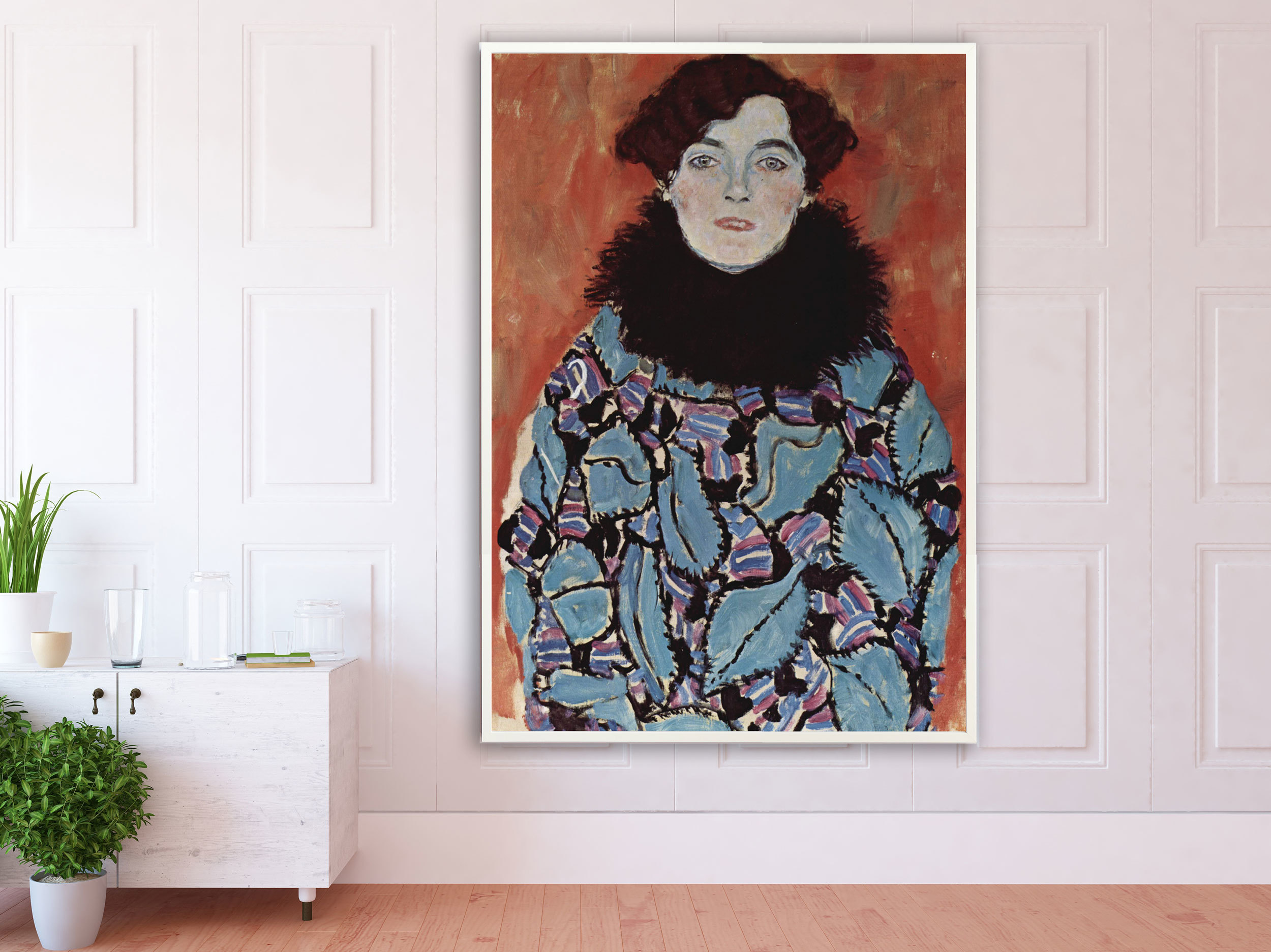 Gustav Klimt - Portrait von Johanna Staude, 1918, Bilderrahmen weiß