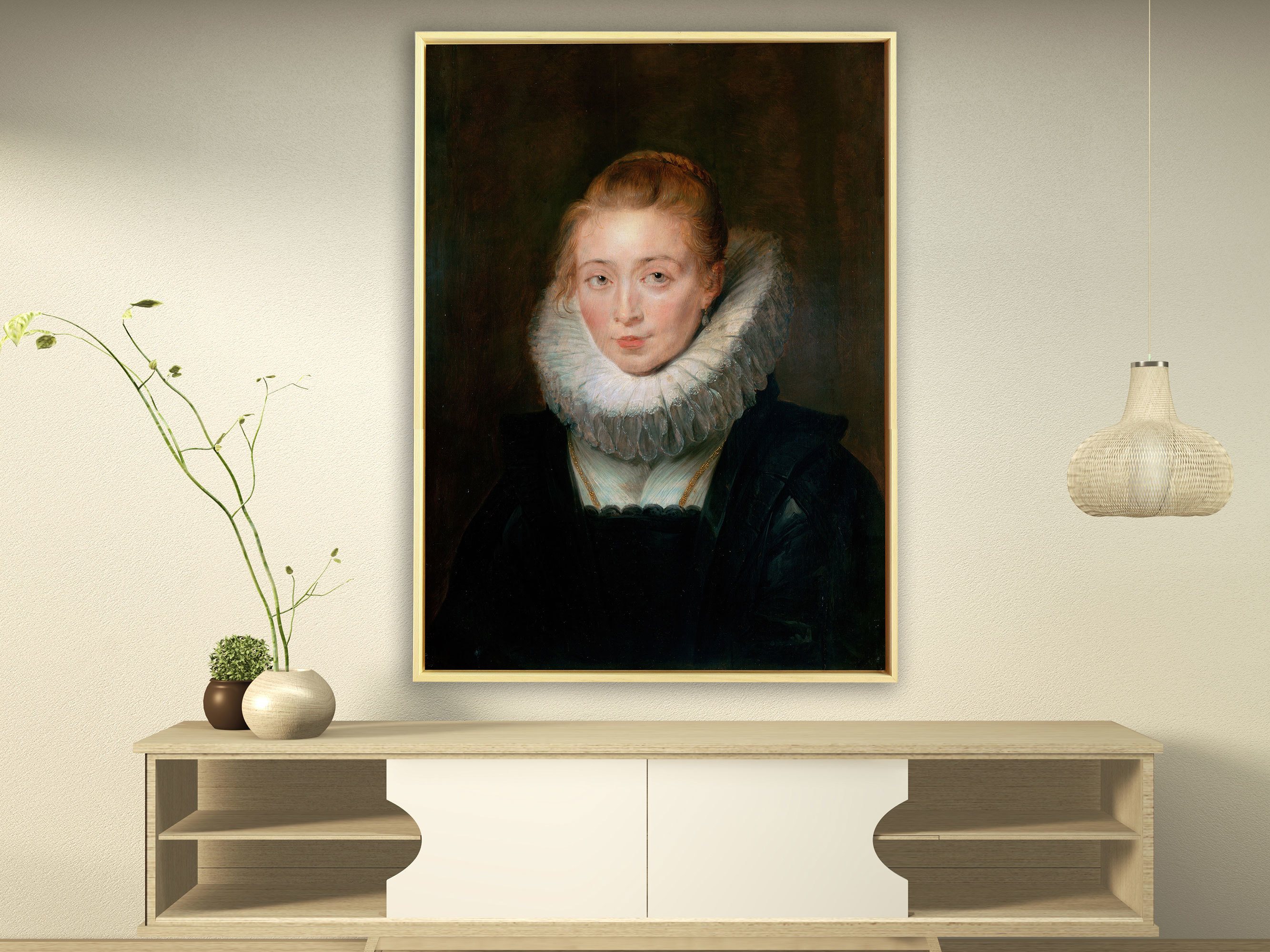 Peter Paul Rubens – Kammerfrau der Infantin Isabella, Rahmen Schattenfuge Natur