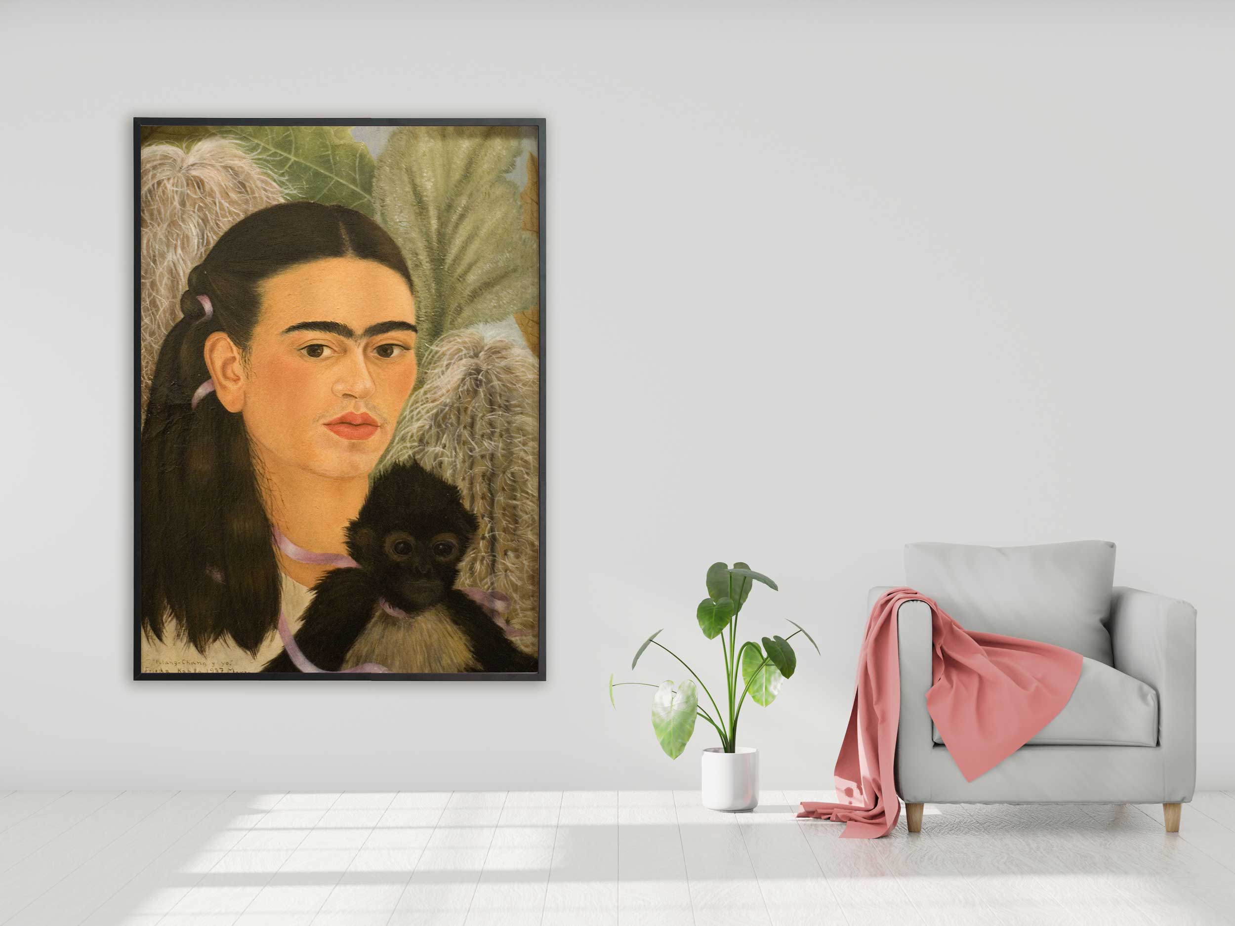 Frida Kahlo - Fulang-Chang and I, 1937, Bilderrahmen schwarz