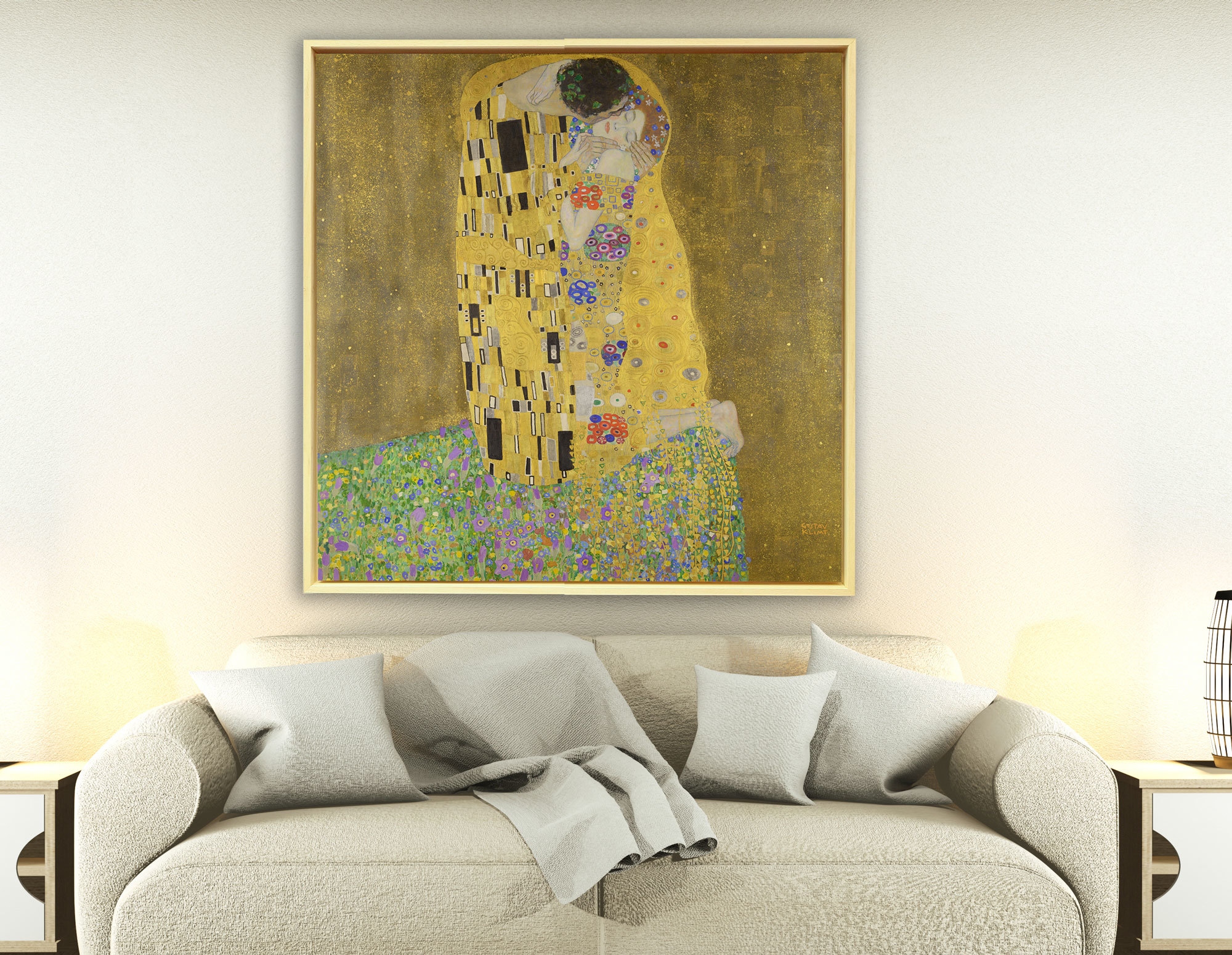Gustav Klimt - Der Kuss, 1907–1908, Rahmen Schattenfuge Natur Gustav Klimt - Der Kuss, 1907–1908, Rahmen Schattenfuge Natur