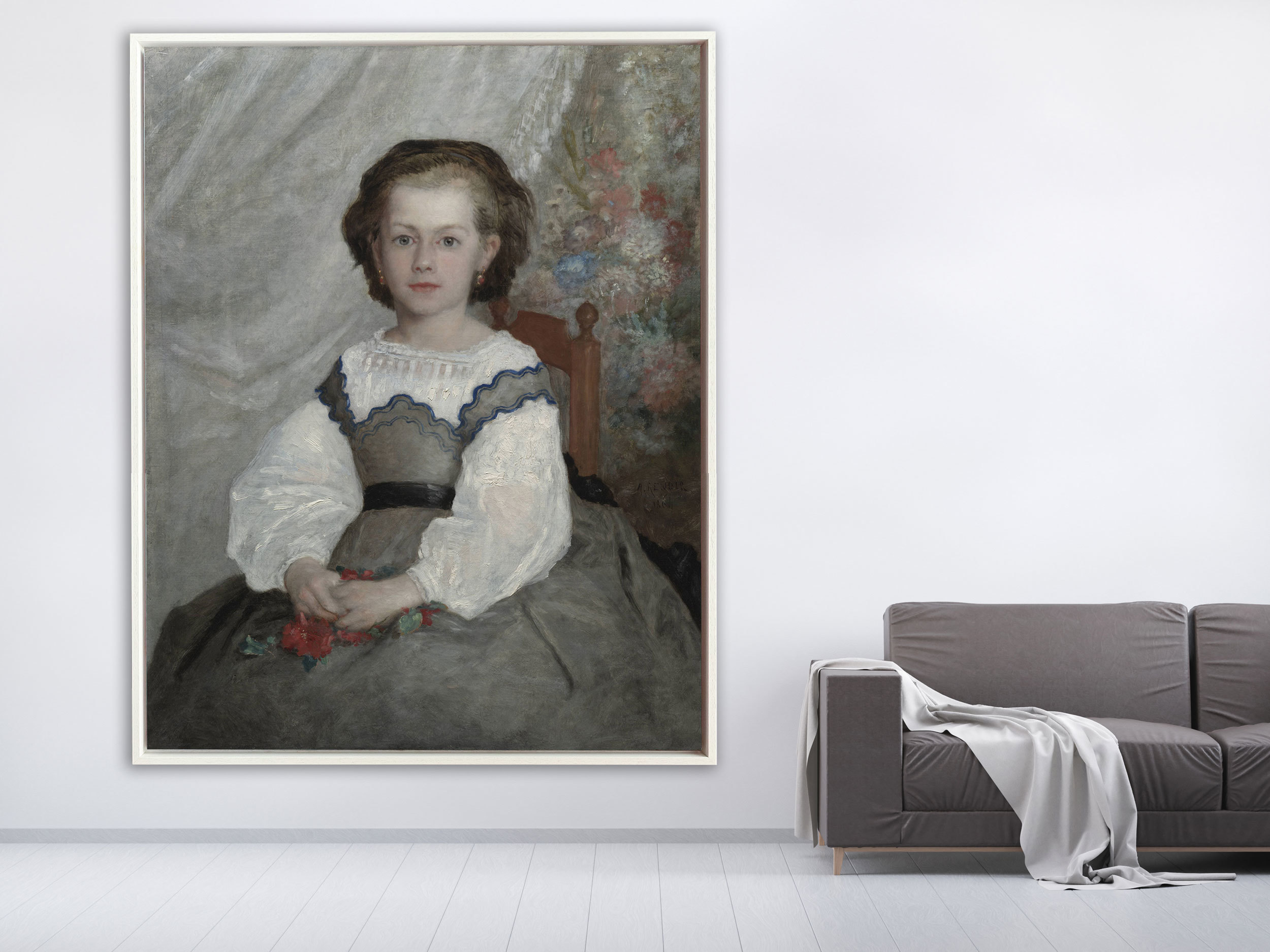 Auguste Renoir - Mademoiselle Romaine Lascaux, 1864, Schattenfugenrahmen weiß Auguste Renoir - Mademoiselle Romaine Lascaux, 1864, Schattenfugenrahmen weiß