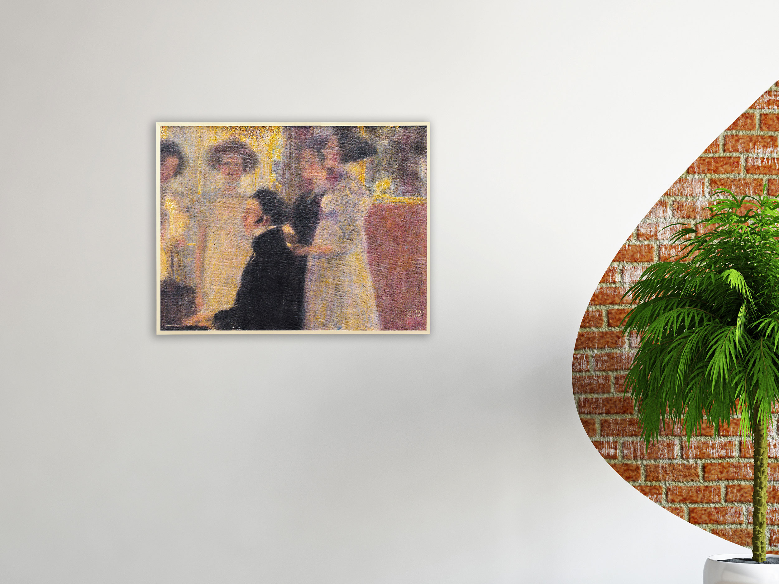 Gustav Klimt - Schubert am Klavier, ca. 1896, Bilderrahmen Ahorn Gustav Klimt - Schubert am Klavier, ca. 1896, Bilderrahmen Ahorn