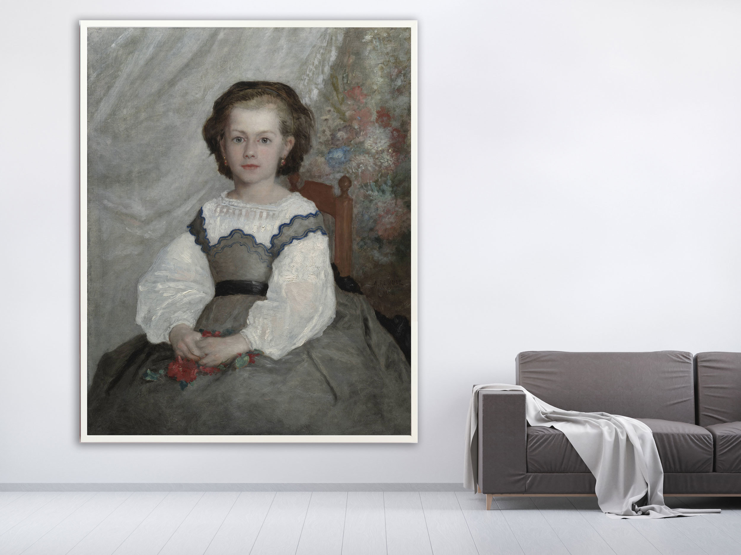 Auguste Renoir - Mademoiselle Romaine Lascaux, 1864, Bilderrahmen weiß Auguste Renoir - Mademoiselle Romaine Lascaux, 1864, Bilderrahmen weiß