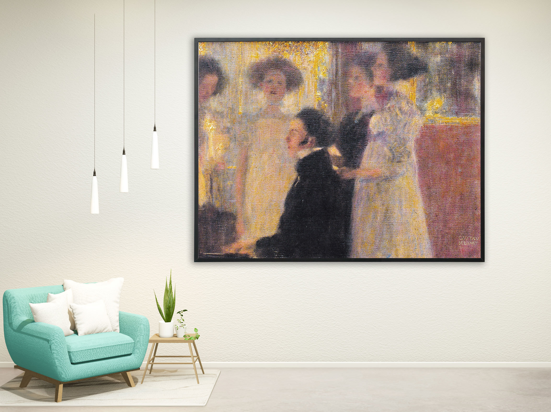 Gustav Klimt - Schubert am Klavier, ca. 1896, Bilderrahmen schwarz Gustav Klimt - Schubert am Klavier, ca. 1896, Bilderrahmen schwarz