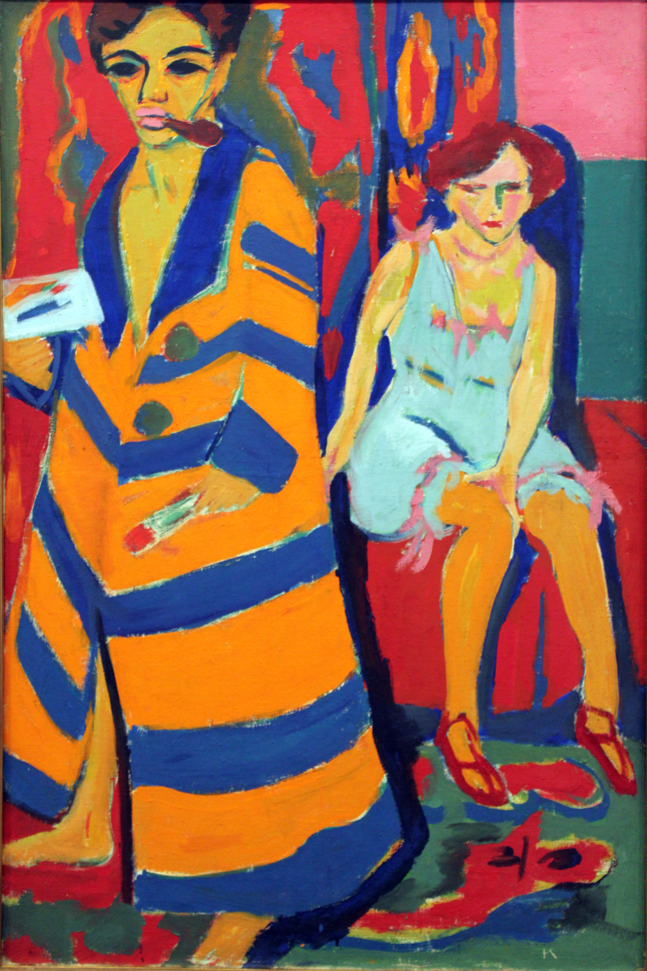 Ernst Ludwig Kirchner - Selbstbildnis mit Modell, 1910, Bilderrahmen grau