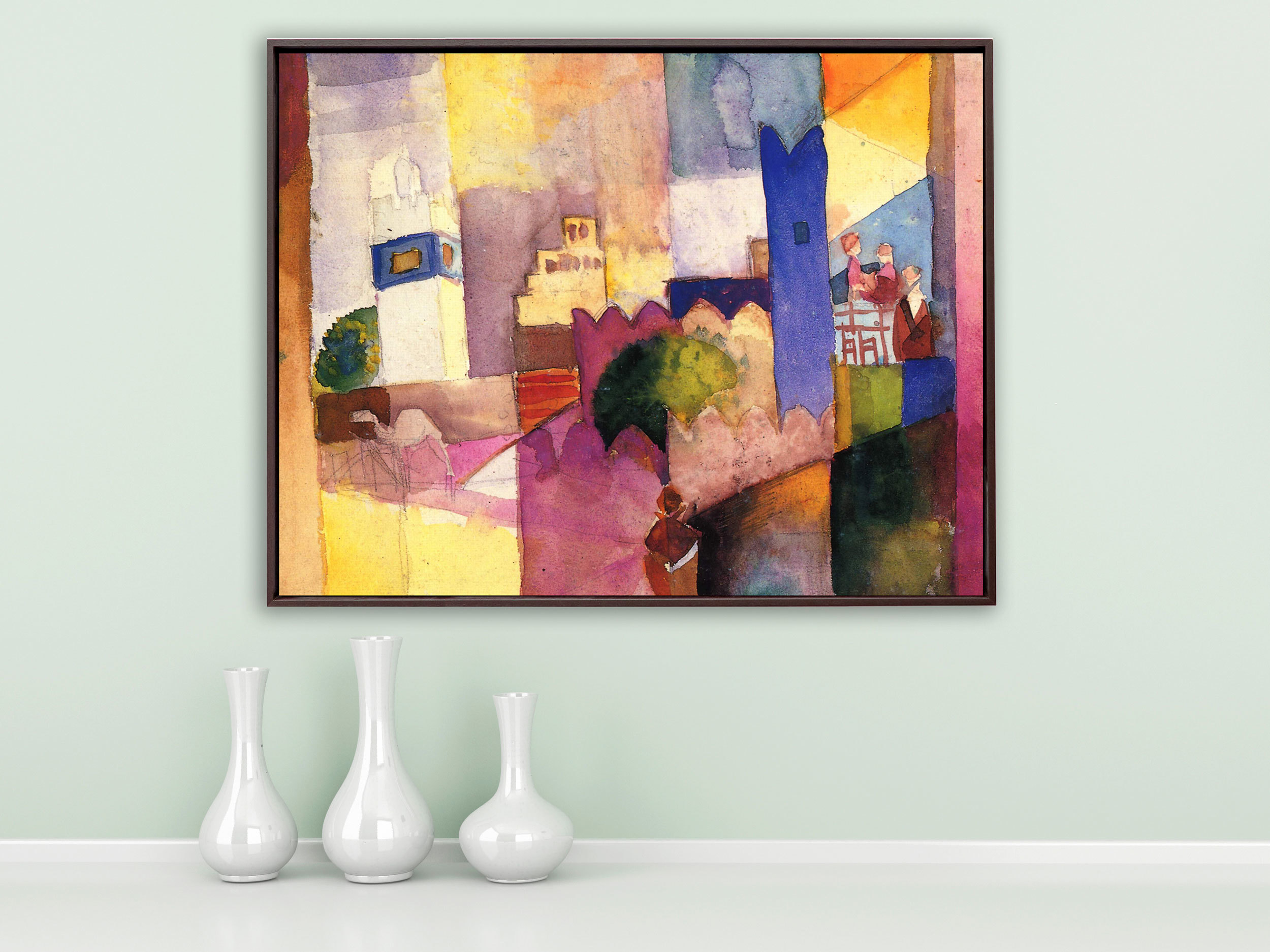 August Macke - Kairouan von 1914, Schattenfugenrahmen braun August Macke - Kairouan von 1914, Schattenfugenrahmen braun