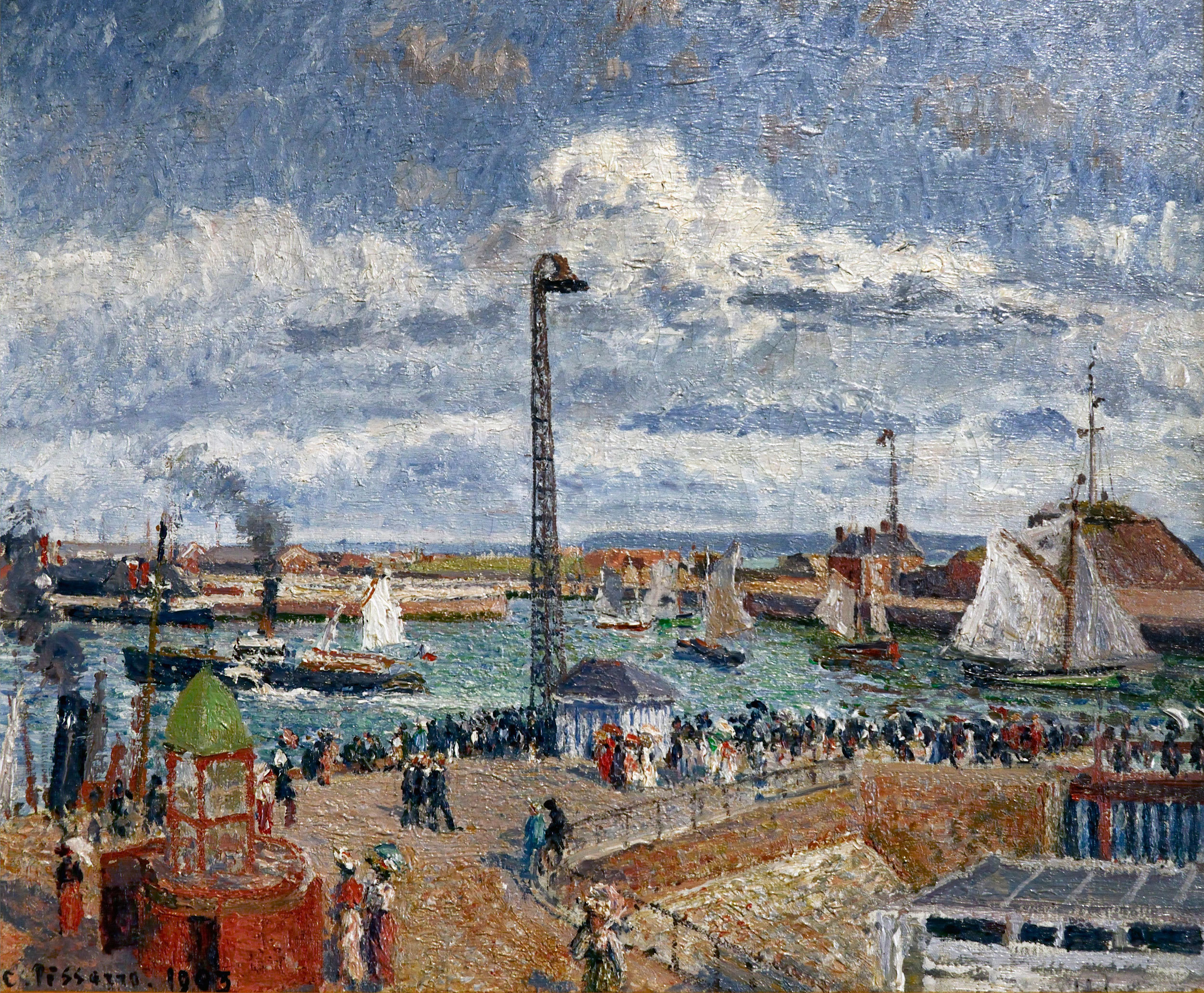 Camille Pissarro - L´Anse des Pilotes et le brise lames est, Bilderrahmen grau