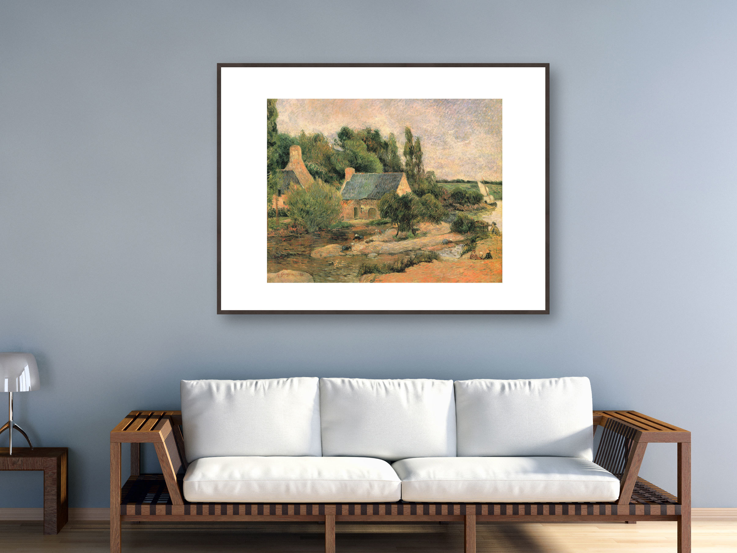Die Wäscherinnen von Pont-Aven, 1886 - Passepartout Rahmen braun
