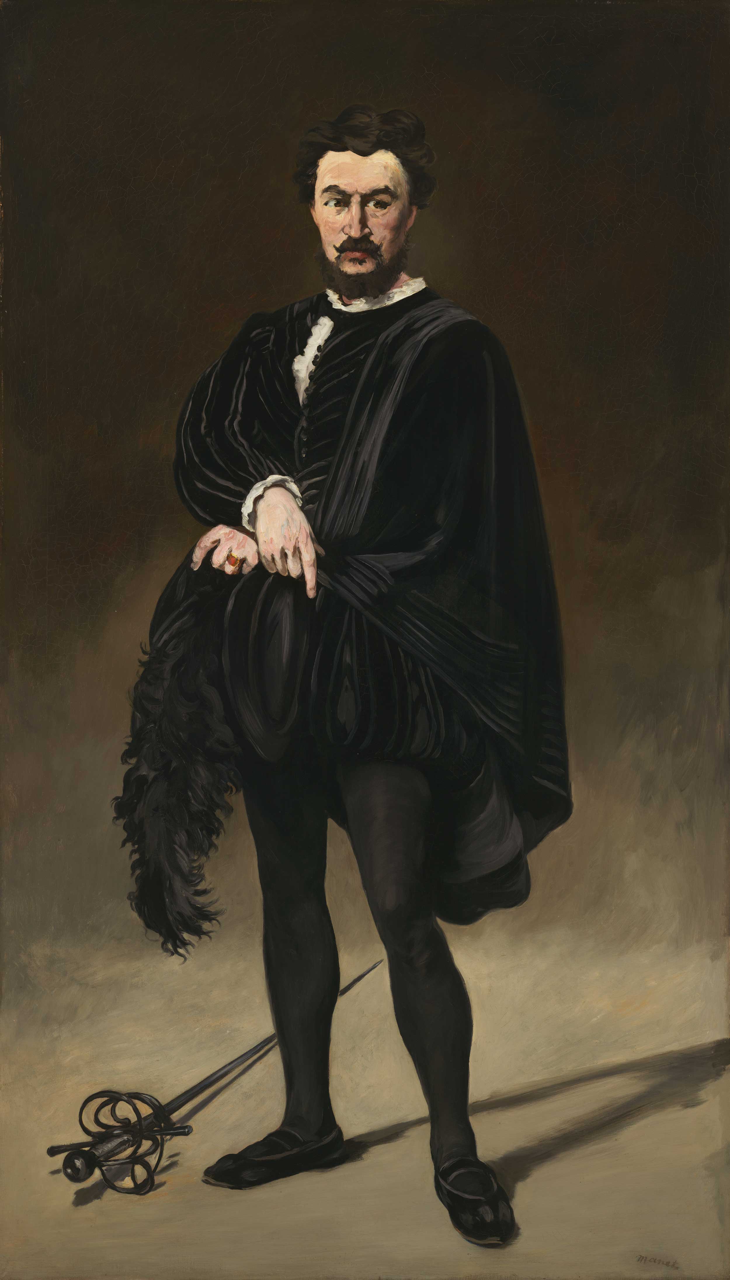 Edouard Manet - Philibert Rouviere as Hamlet, 1866, Bilderrahmen schwarz