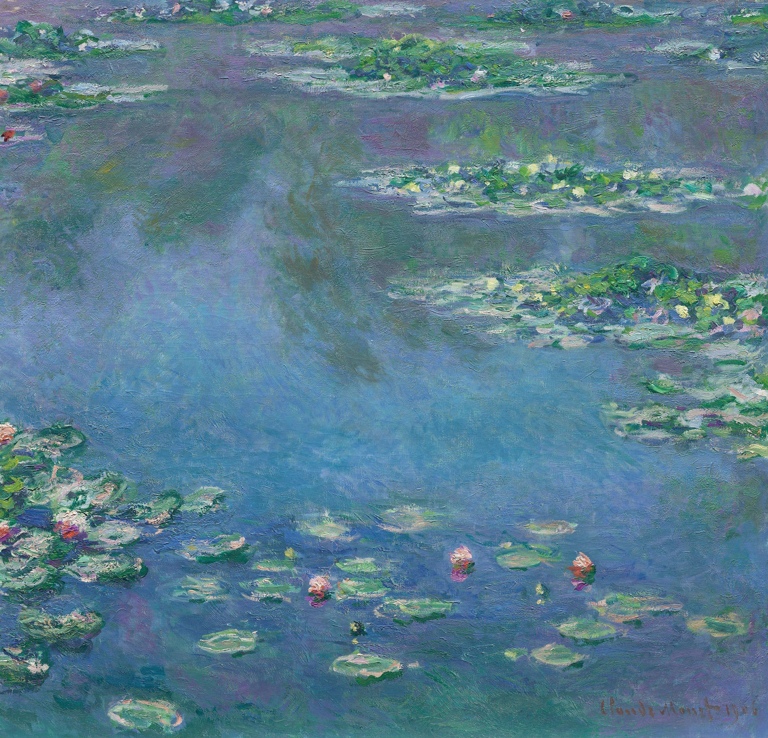 Claude Monet - Seerosen, 1906, Schattenfugenrahmen weiß