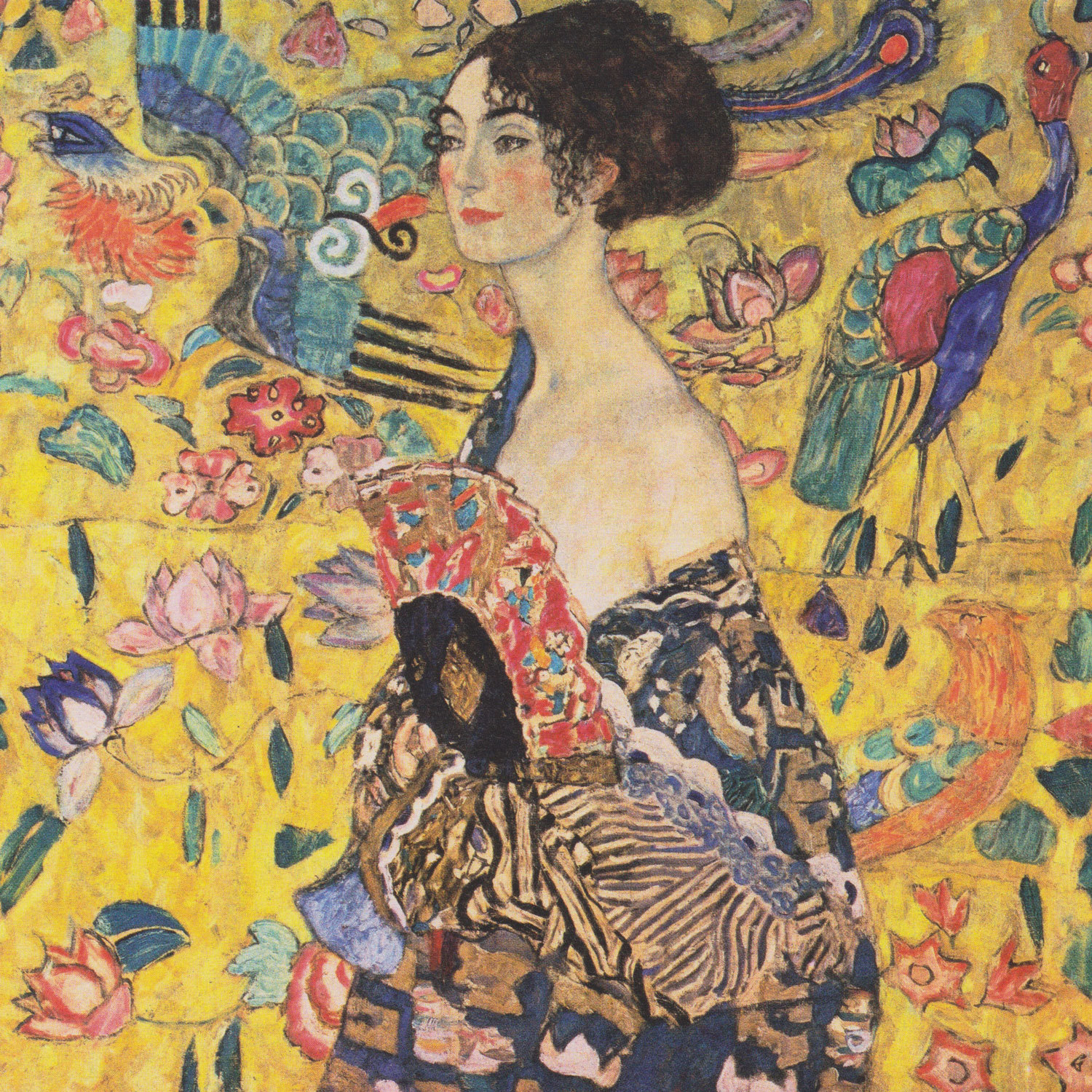 Gustav Klimt - Dame mit Fächer, 1917/1918, Bilderrahmen Ahorn