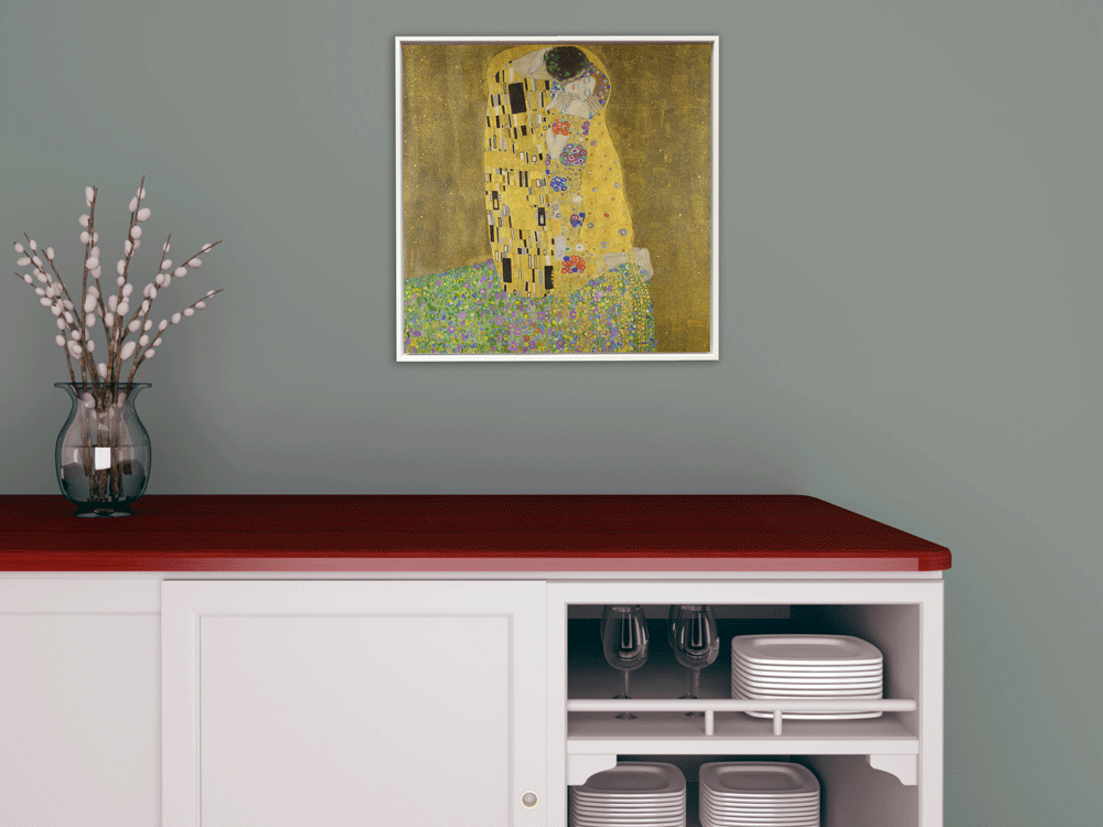 Gustav Klimt - Der Kuss, 1907–1908, Rahmen Schattenfuge weiß
