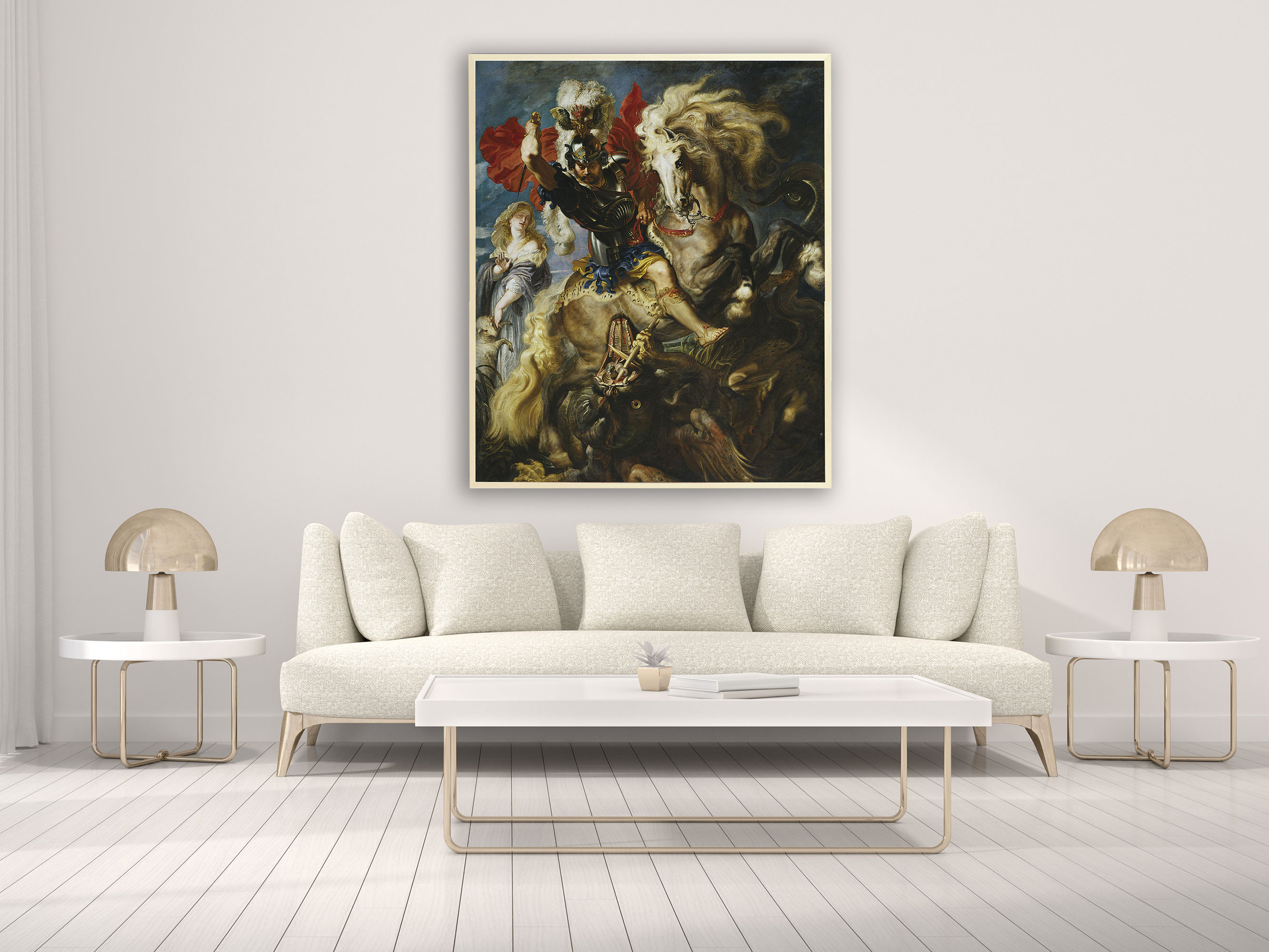 Peter Paul Rubens - Der heilige Georg und der Drachen, Bilderrahmen Ahorn