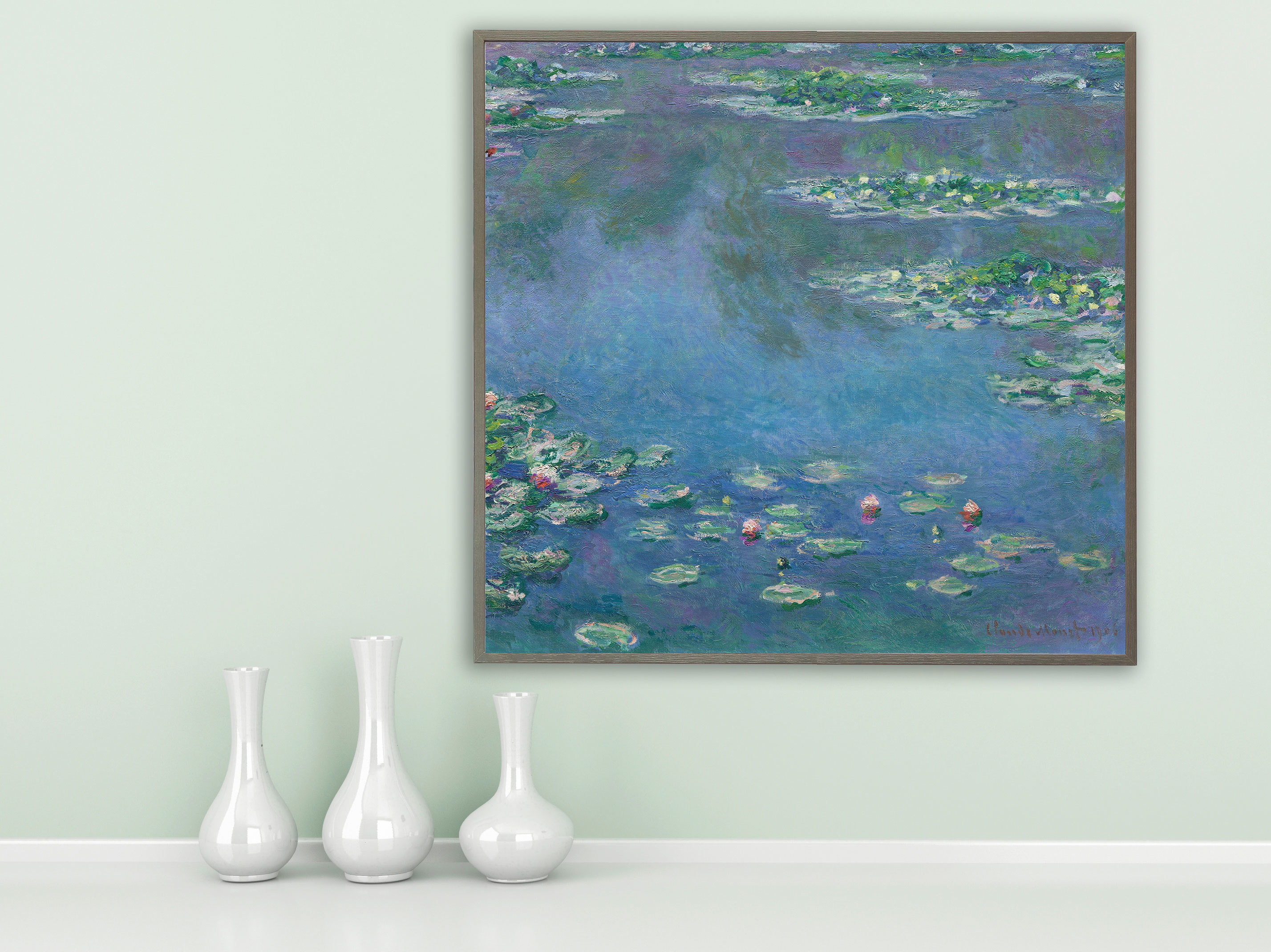 Claude Monet - Seerosen, 1906, Bilderrahmen grau