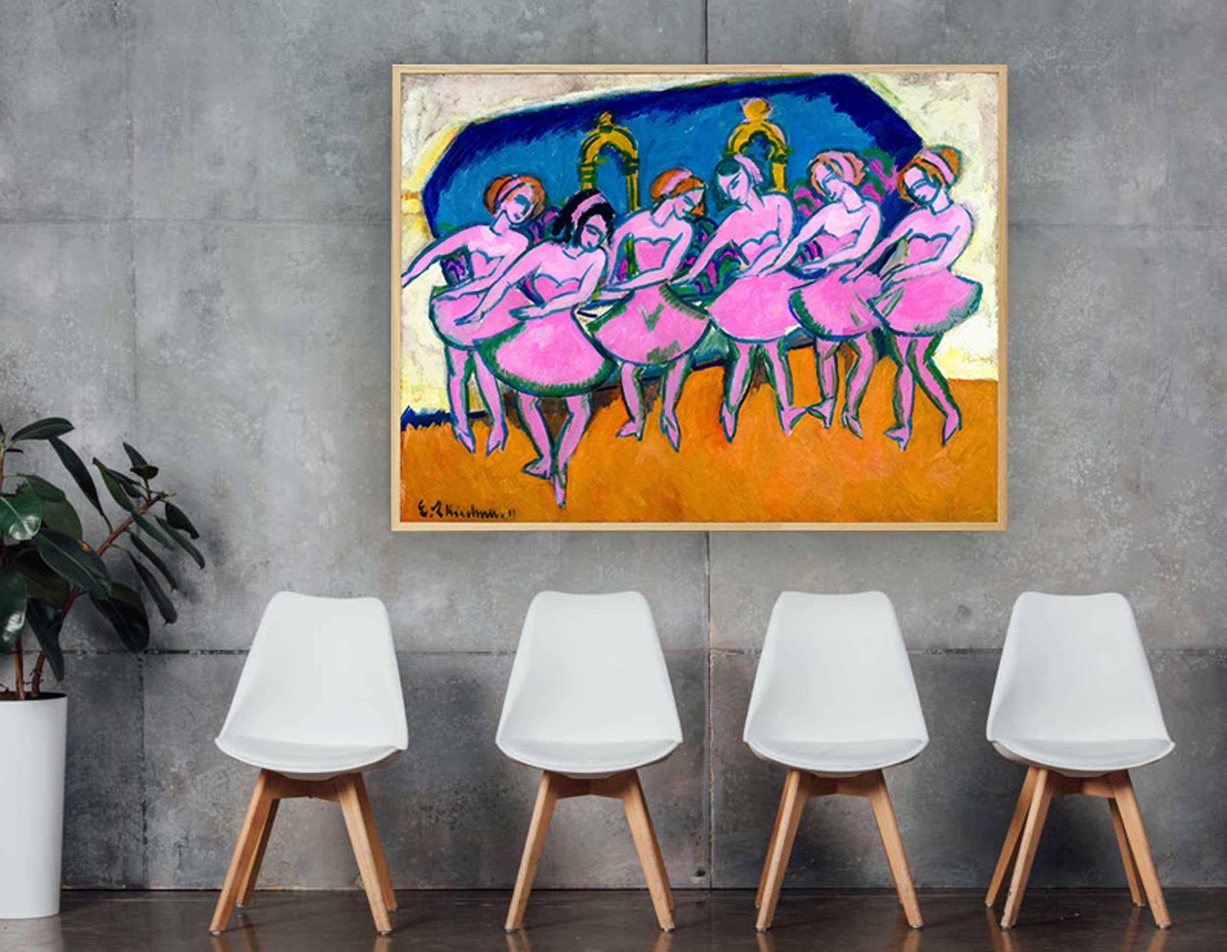 Ernst Ludwig Kirchner - Six Dancers, 1911, Bilderrahmen Eiche Ernst Ludwig Kirchner - Six Dancers, 1911, Bilderrahmen Eiche