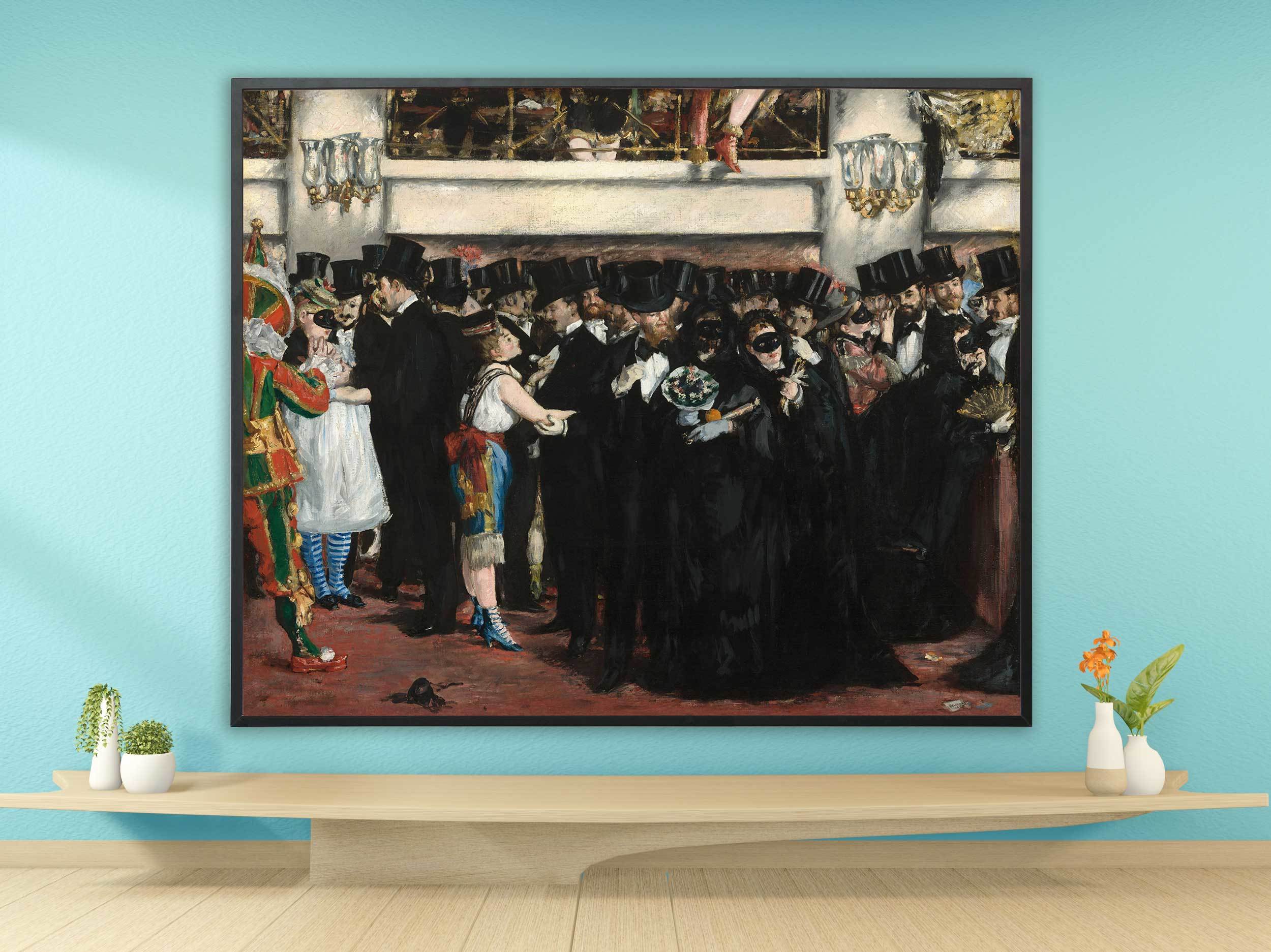 Edouard Manet - Maskenball in der Oper, 1873, Bilderrahmen schwarz