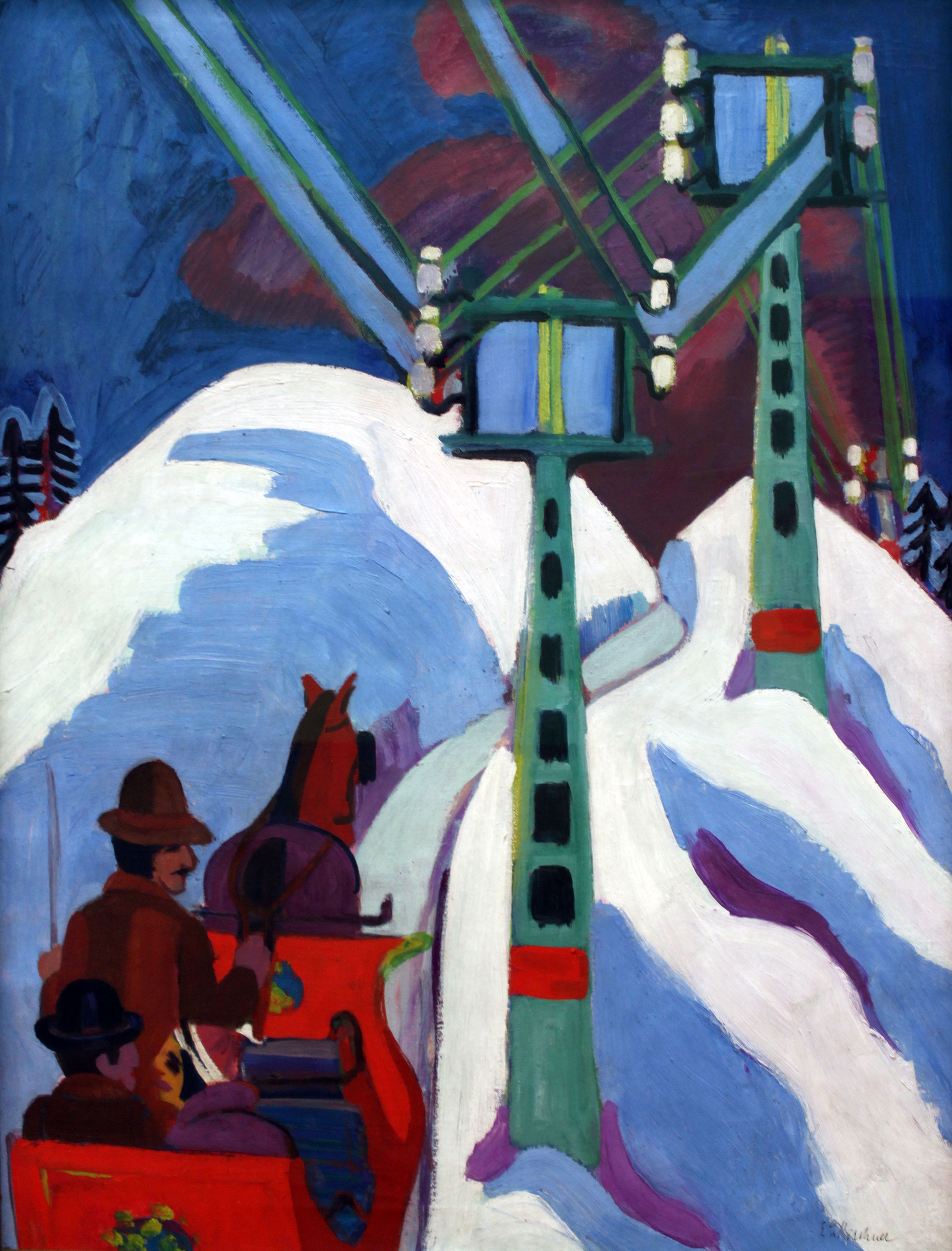 Ernst Ludwig Kirchner - Schlittenfahrt, 1923, Bilderrahmen grau