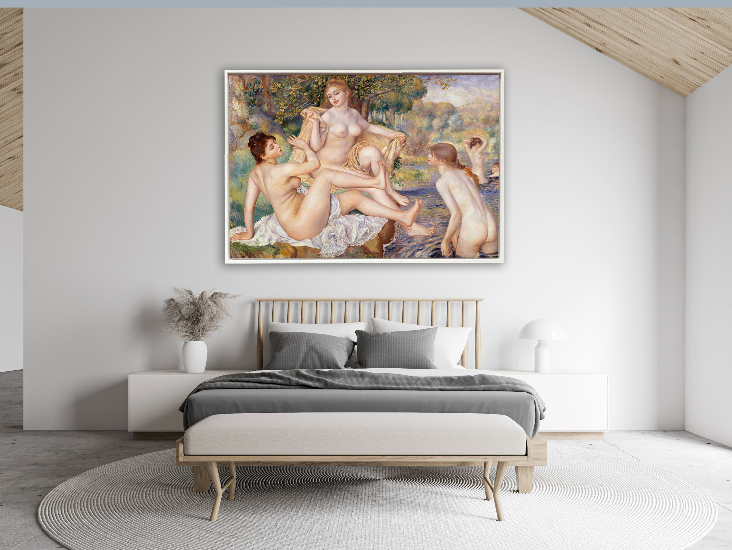 Auguste Renoir - Die großen Badenden, 1887, Schattenfugenrahmen weiß 