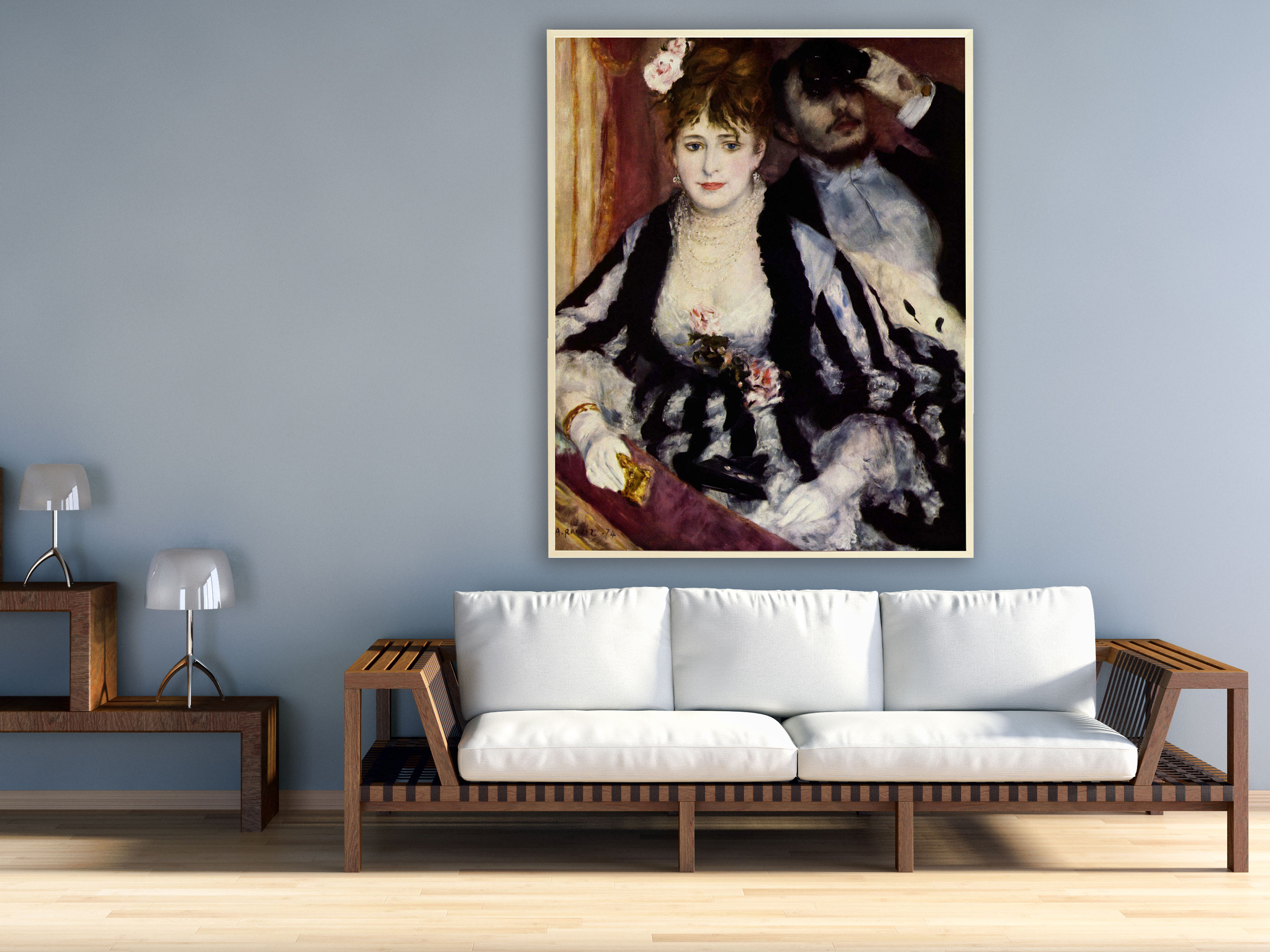 Auguste Renoir - Die Loge, 1874, Bilderrahmen Ahorn Auguste Renoir - Die Loge, 1874, Bilderrahmen Ahorn