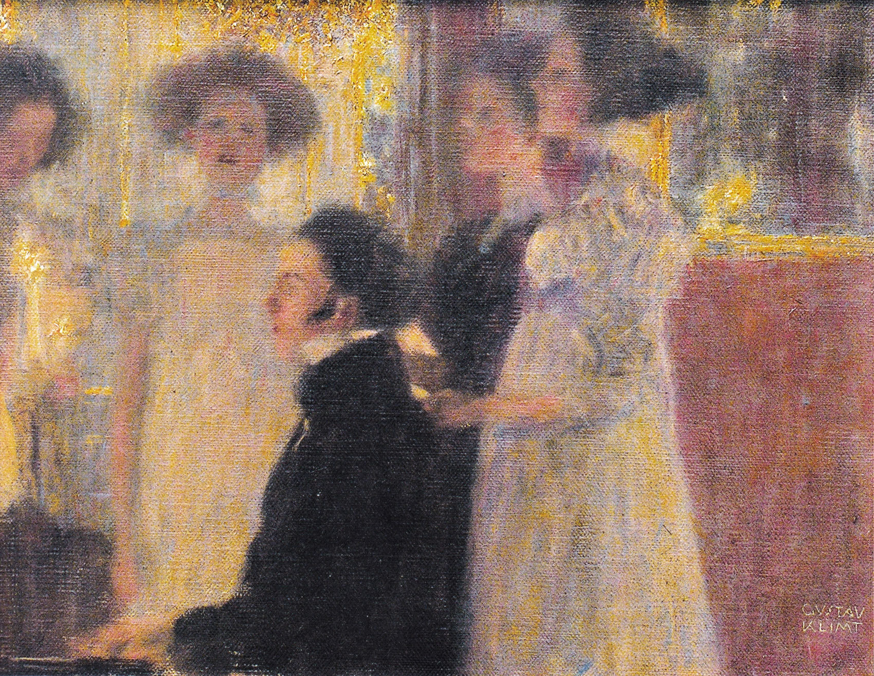 Gustav Klimt - Schubert am Klavier, ca. 1896, Bilderrahmen grau