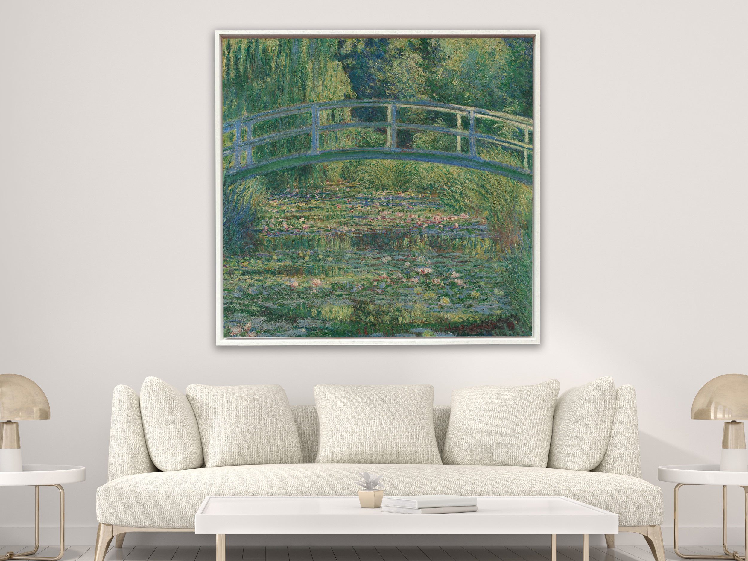 Claude Monet - Die japanische Brücke, 1899, Schattenfugenrahmen weiß