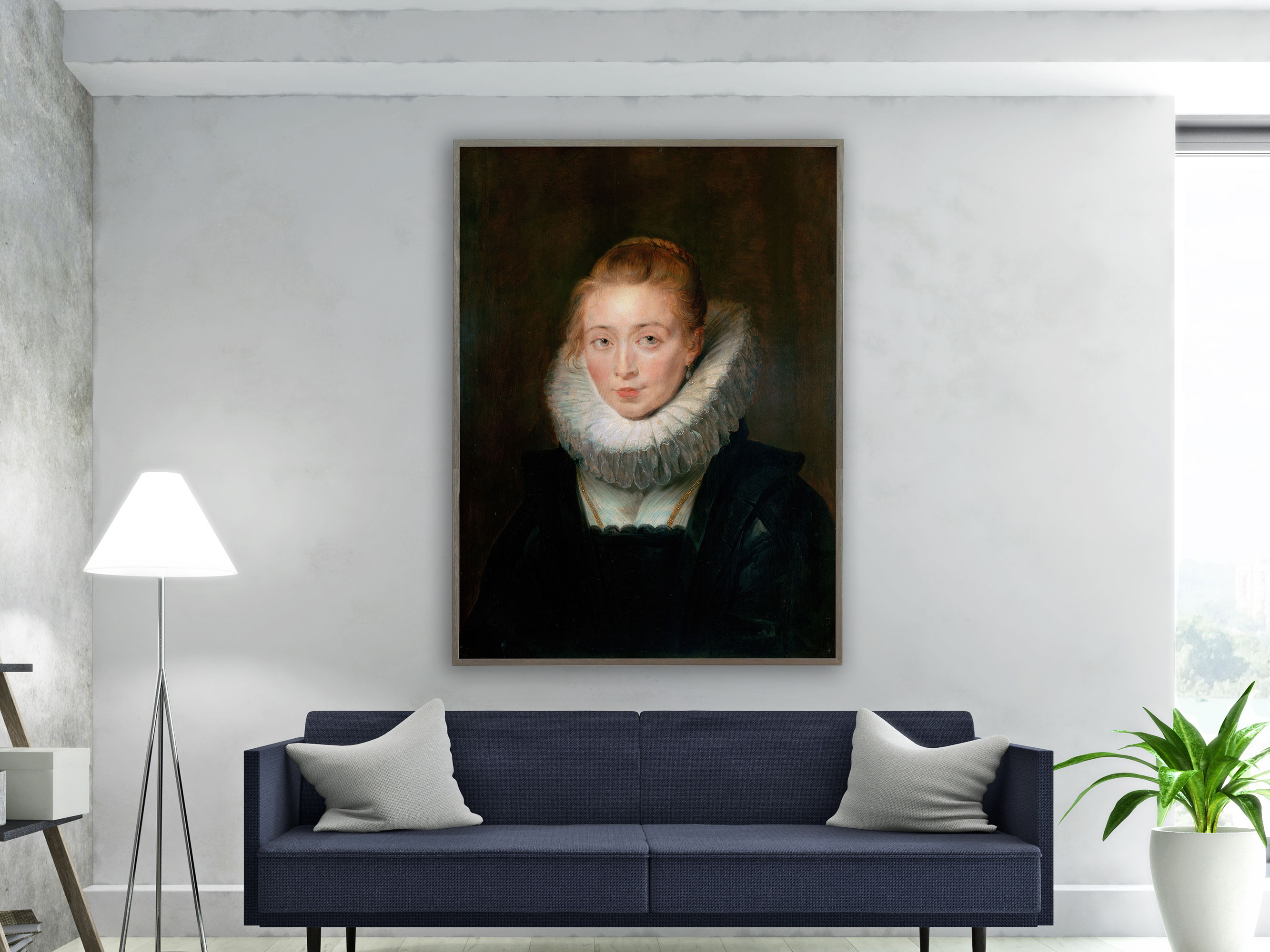 Peter Paul Rubens – Kammerfrau der Infantin Isabella, Bilderrahmen grau