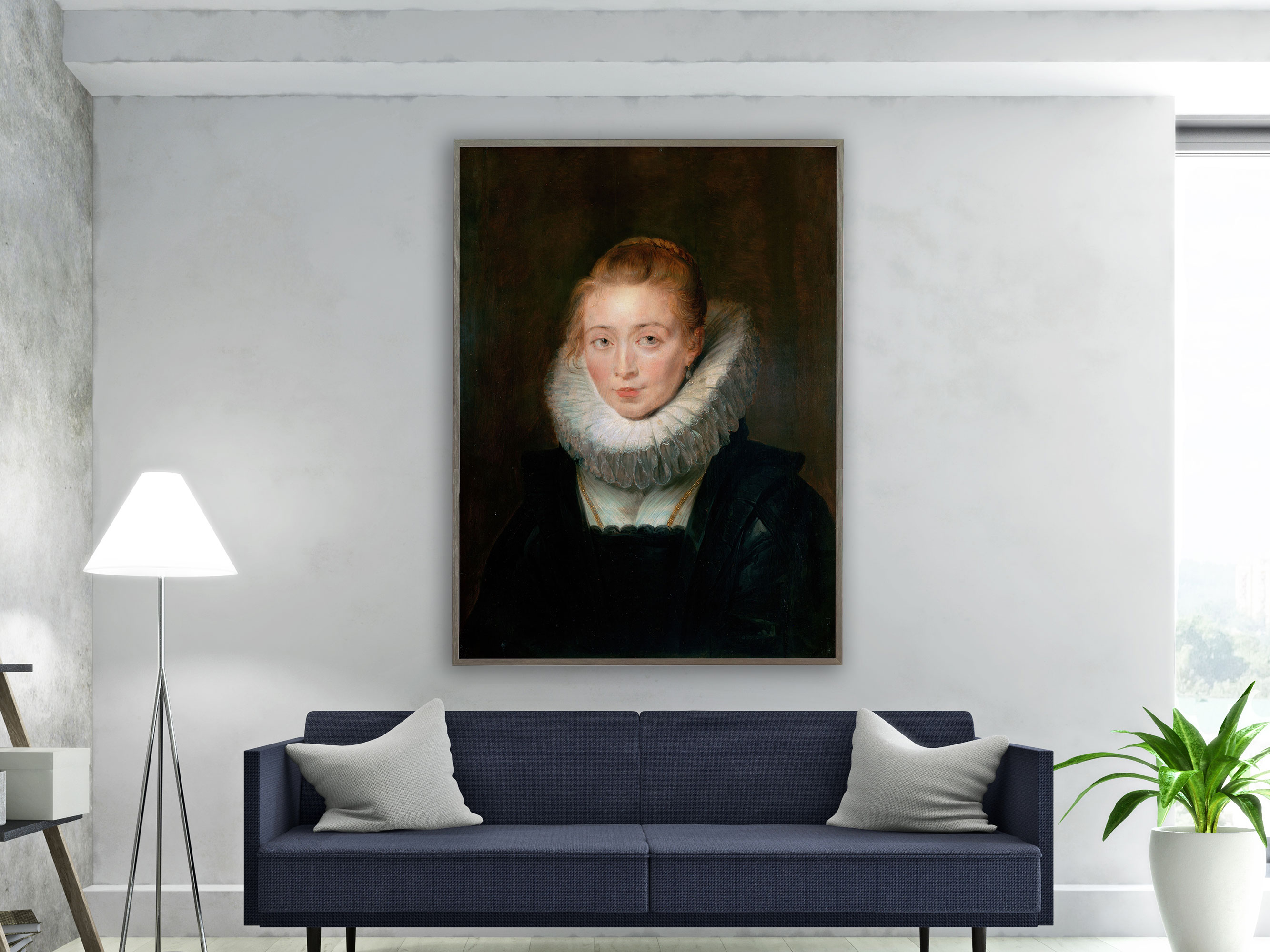 Peter Paul Rubens – Kammerfrau der Infantin Isabella, Bilderrahmen grau Peter Paul Rubens – Kammerfrau der Infantin Isabella, Bilderrahmen grau