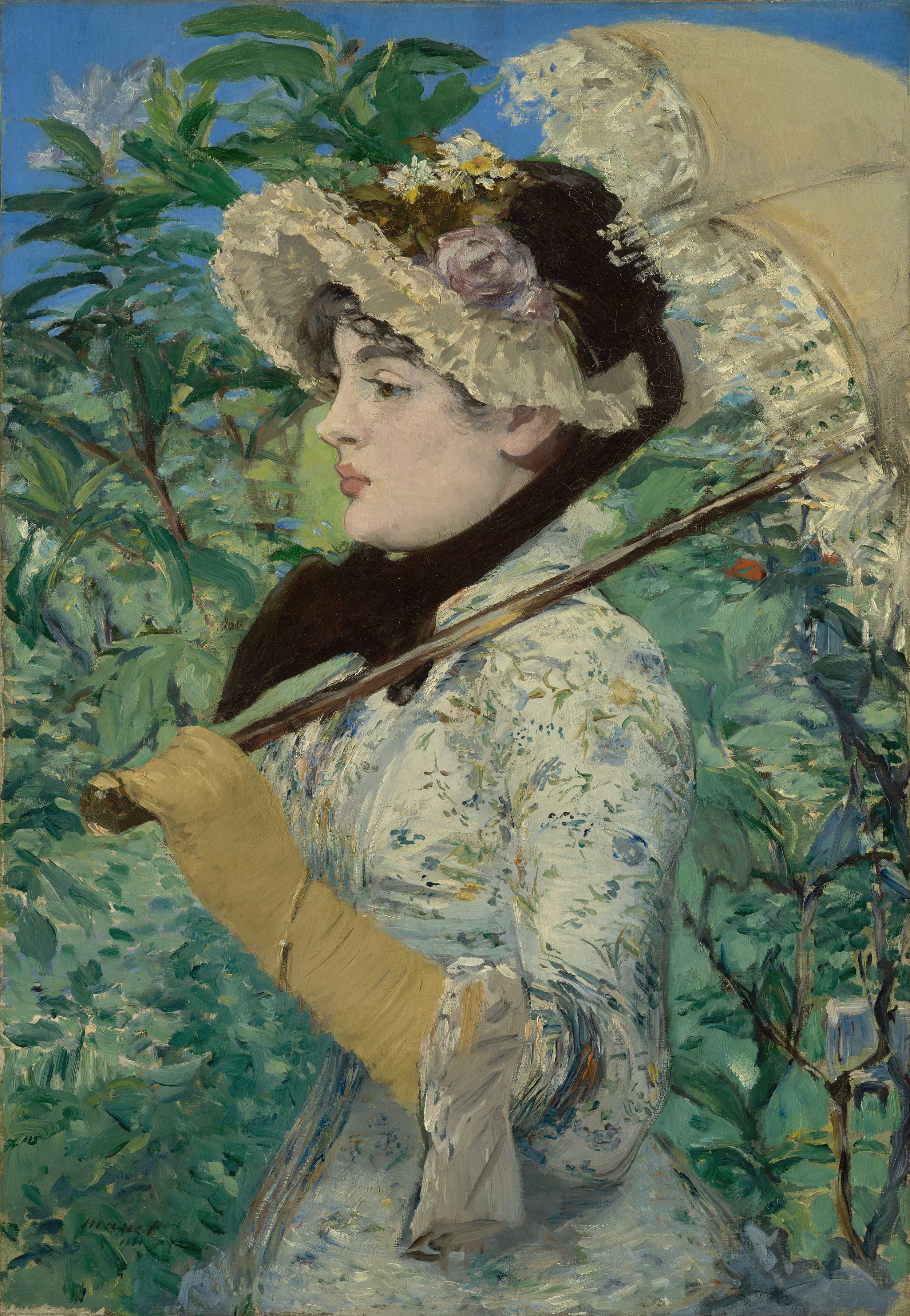 Edouard Manet - Jeanne (Spring), 1881, Bilderrahmen Ahorn