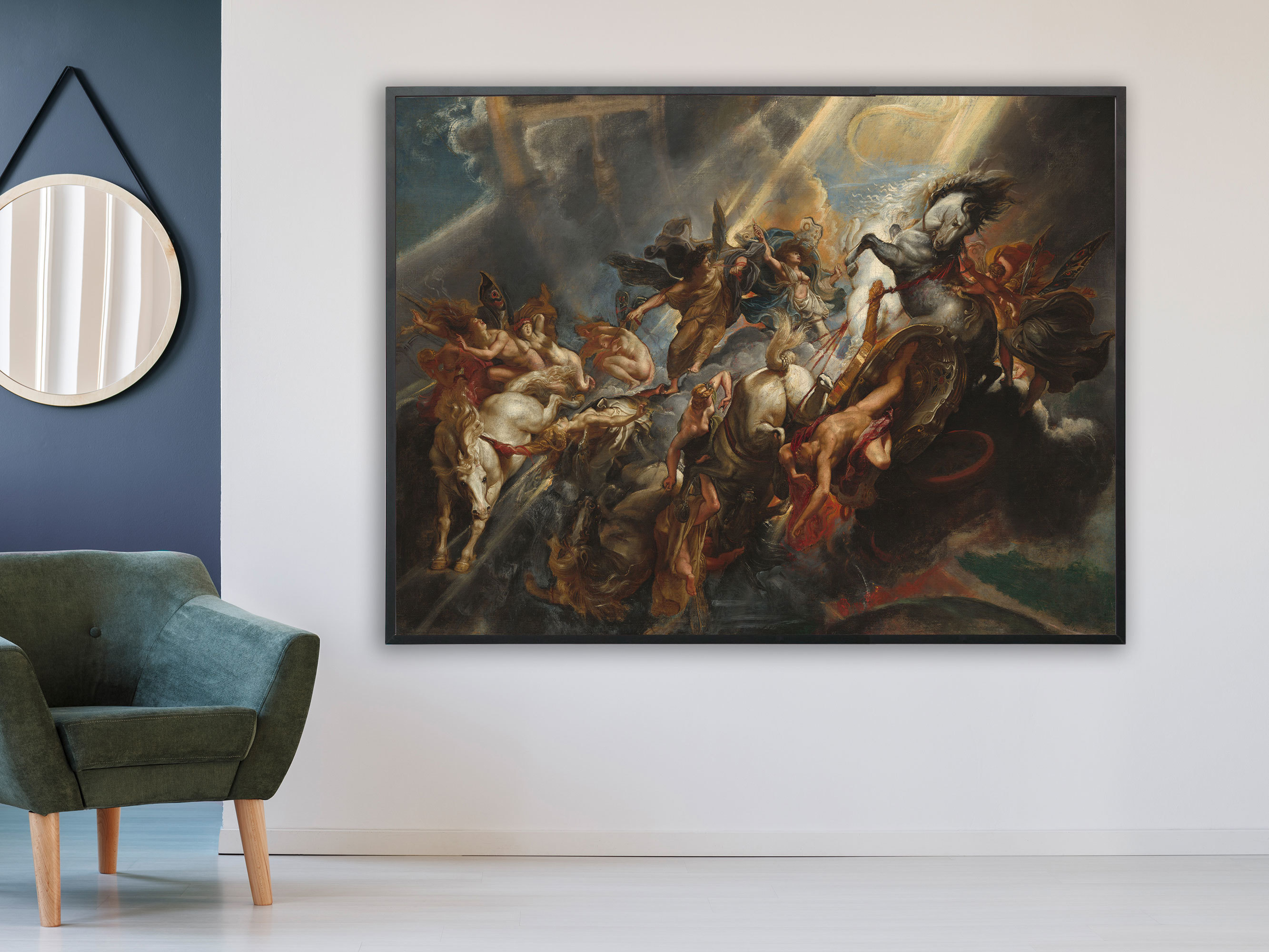 Peter Paul Rubens - Der Fall von Phaeton, Bilderrahmen schwarz