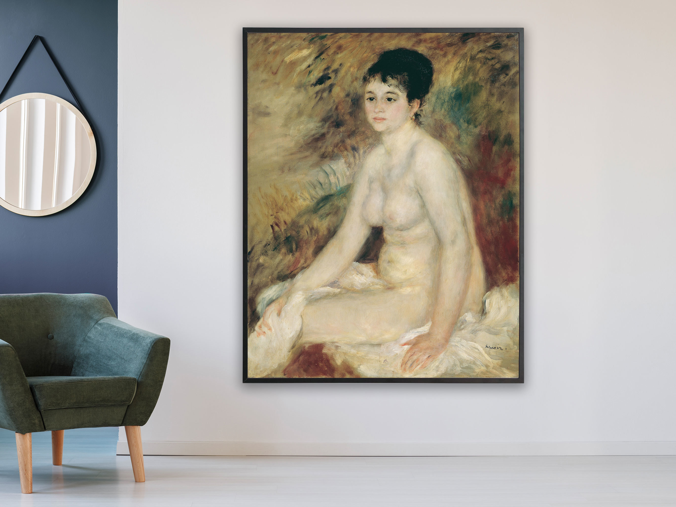 Auguste Renoir - Nach dem Bade, 1876, Bilderrahmen schwarz