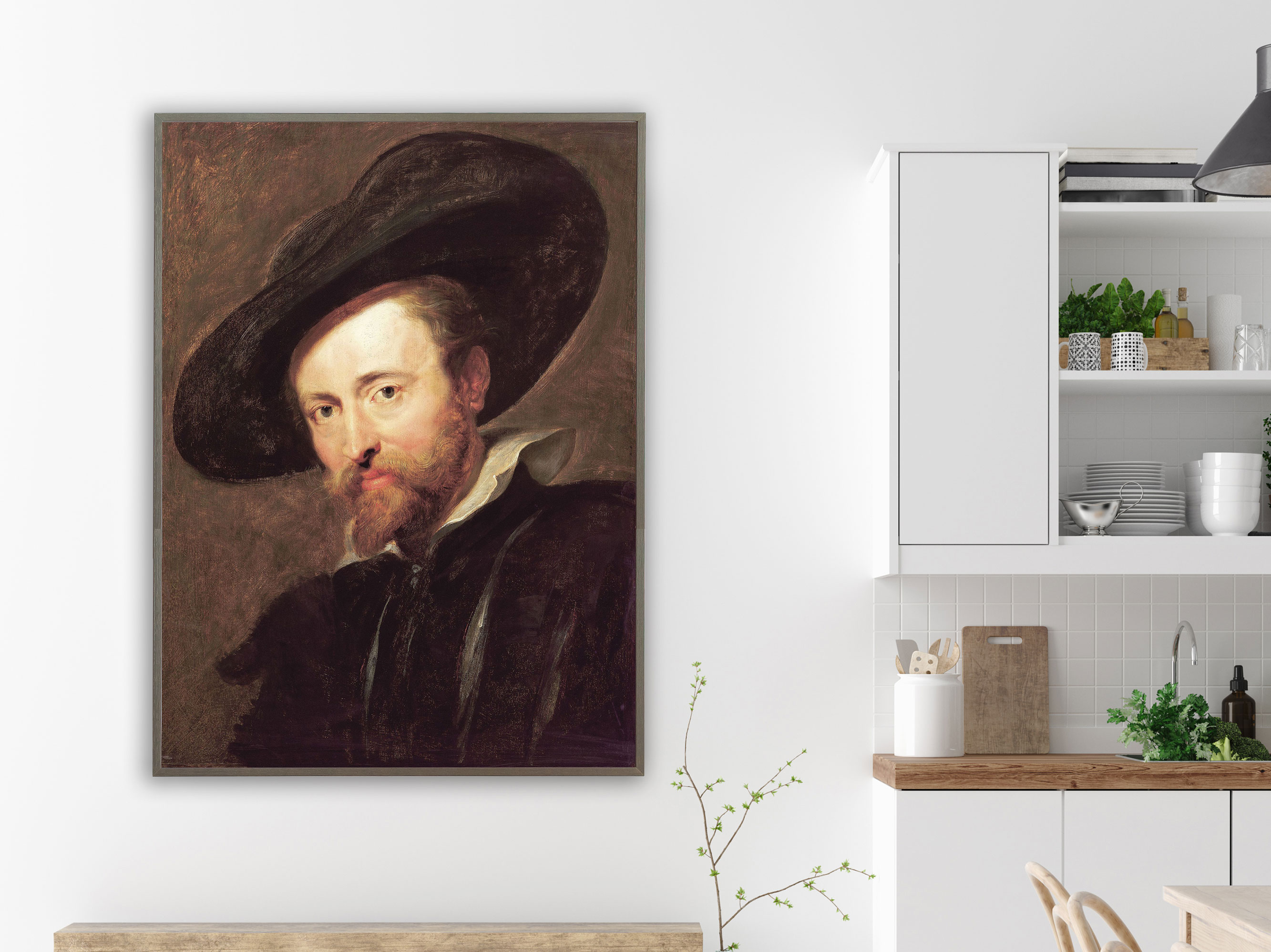Peter Paul Rubens – Selbstporträt Rubens, Bilderrahmen grau Peter Paul Rubens – Selbstporträt Rubens, Bilderrahmen grau