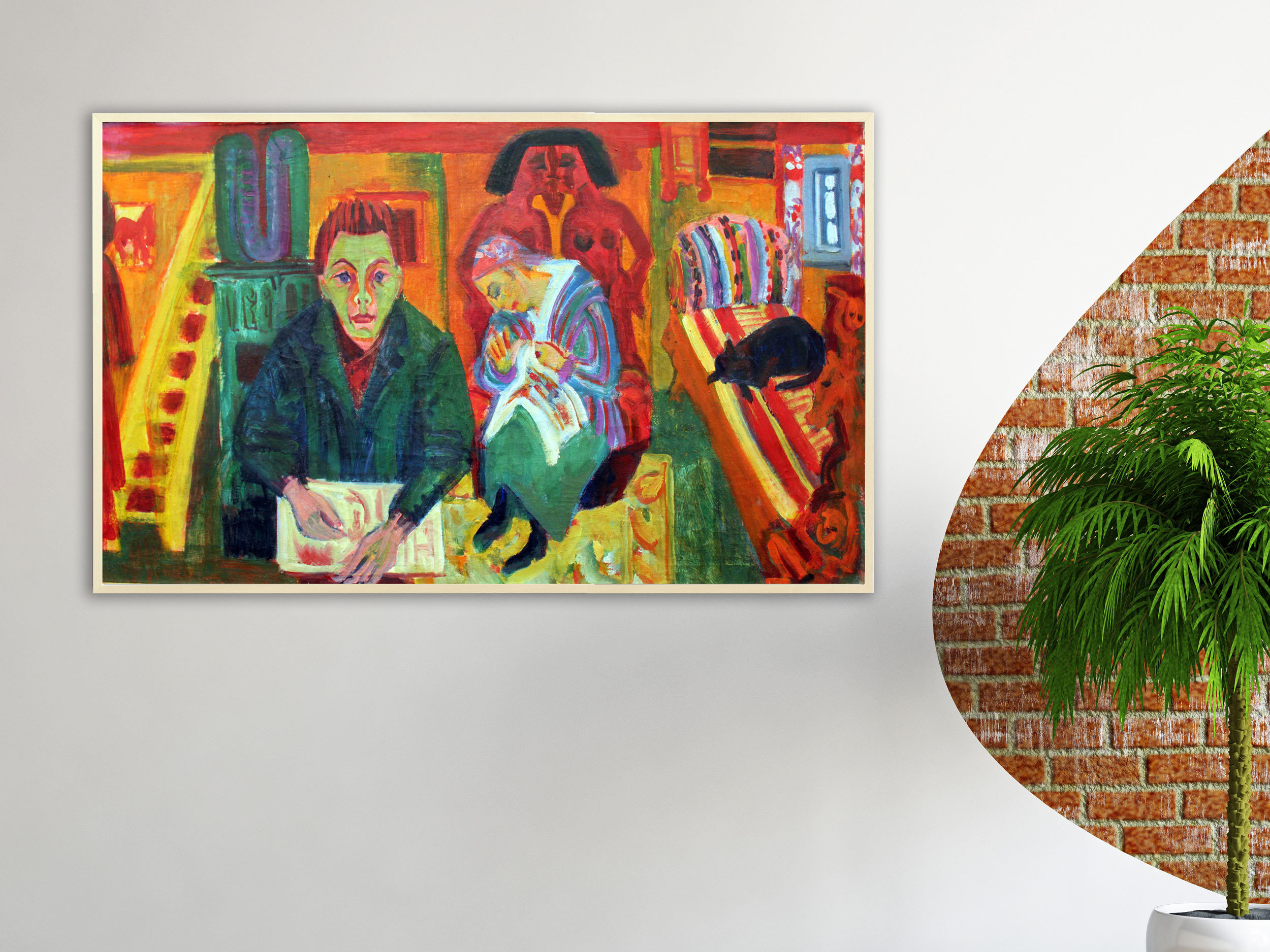 Ernst Ludwig Kirchner - Das Wohnzimmer, 1921, Bilderrahmen Ahorn Ernst Ludwig Kirchner - Das Wohnzimmer, 1921, Bilderrahmen Ahorn