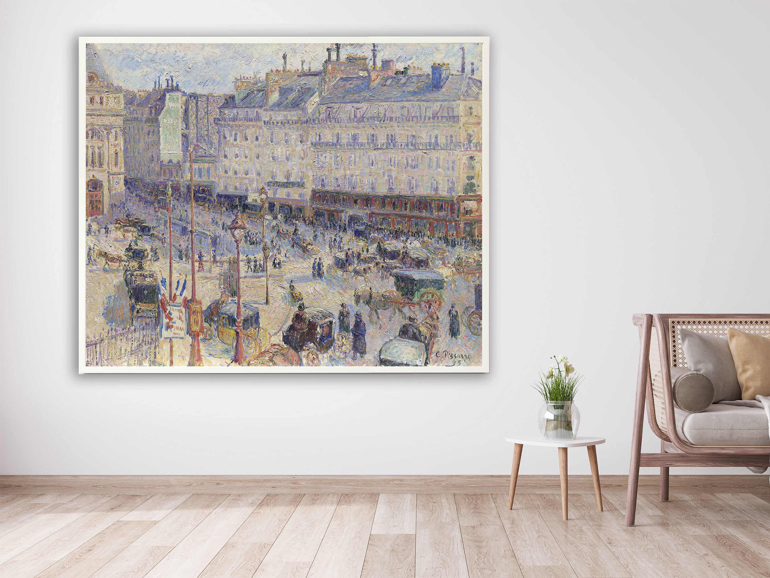 Camille Pissarro - Place du Havre, 1893, Bilderrahmen weiß