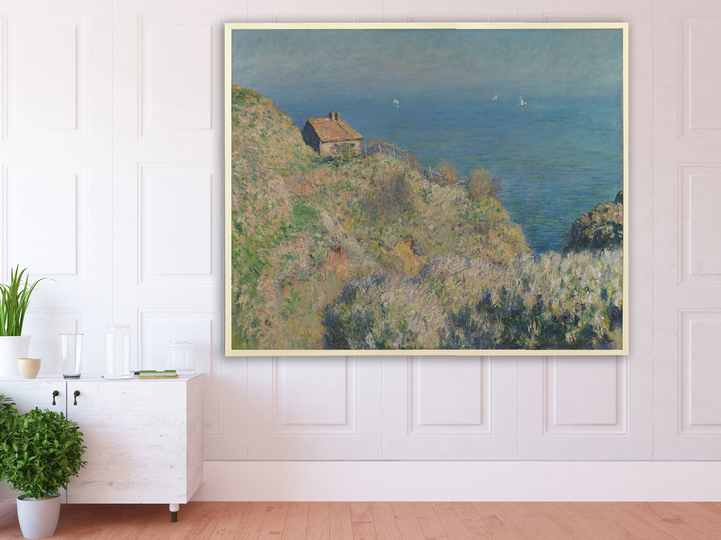 Claude Monet, Haus am Meer, Bilderrahmen Ahorn