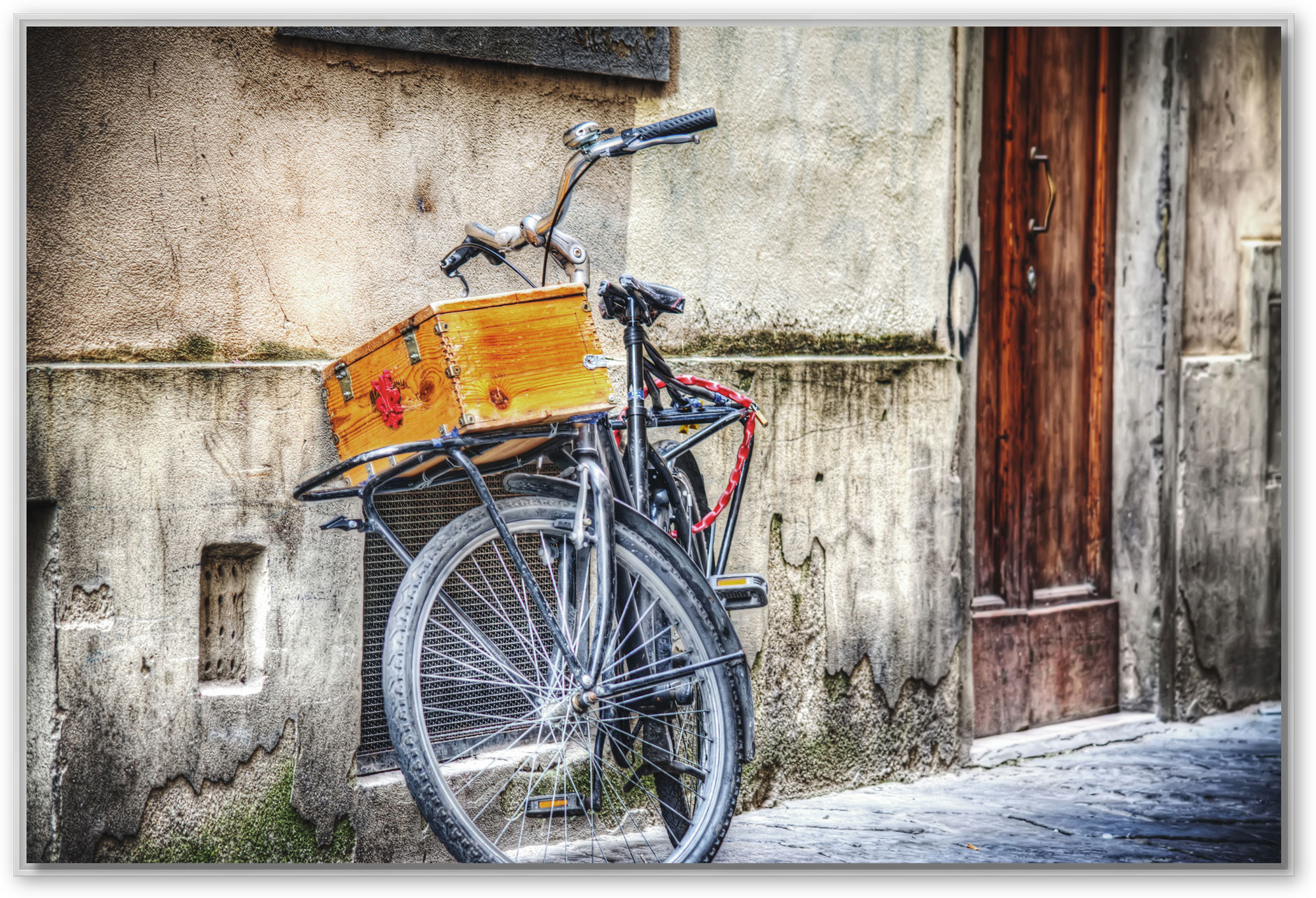 Fahrrad Vintage, Schattenfugenrahmen weiß