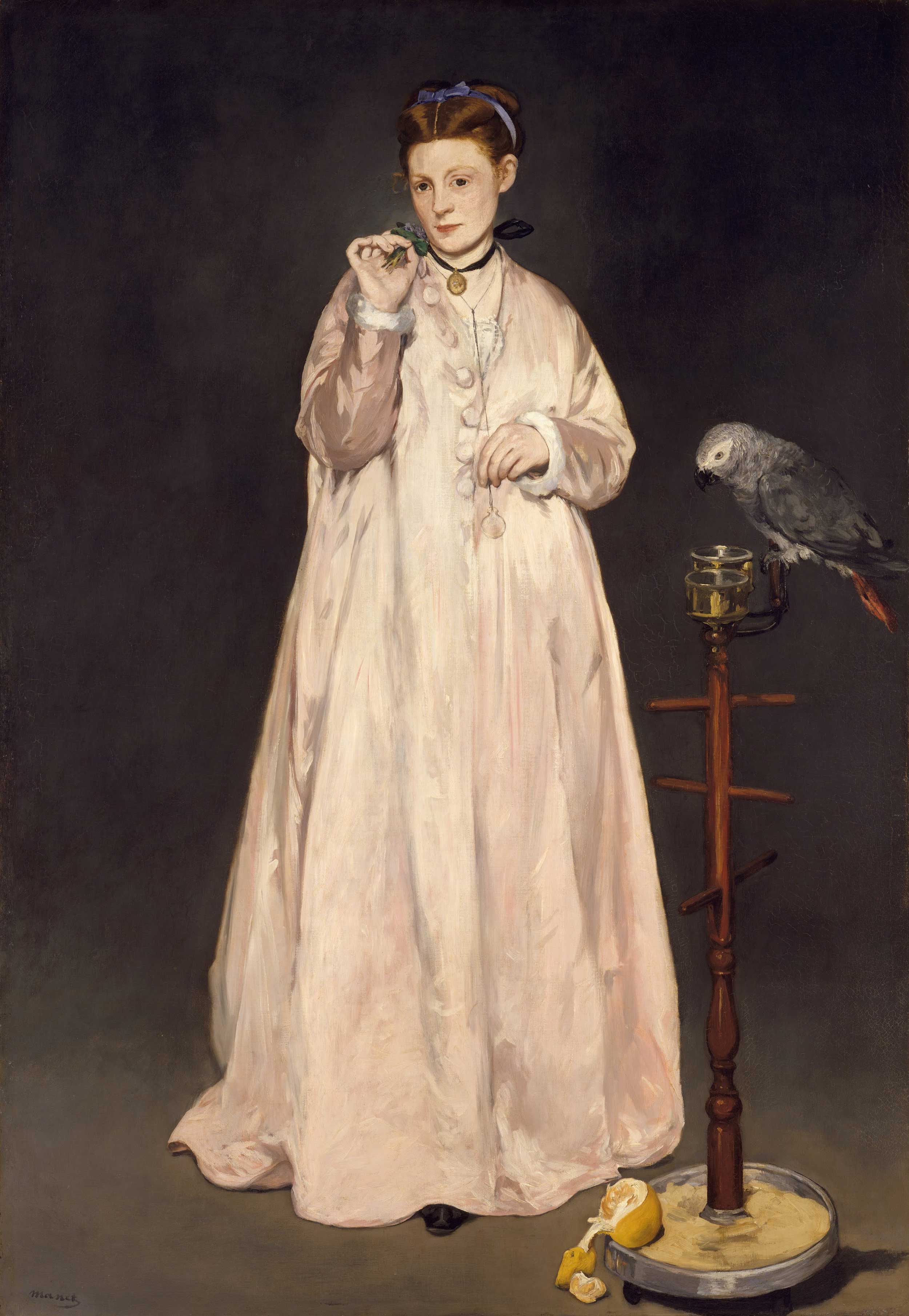 Edouard Manet - Young Lady in 1866, 1866, Bilderrahmen schwarz