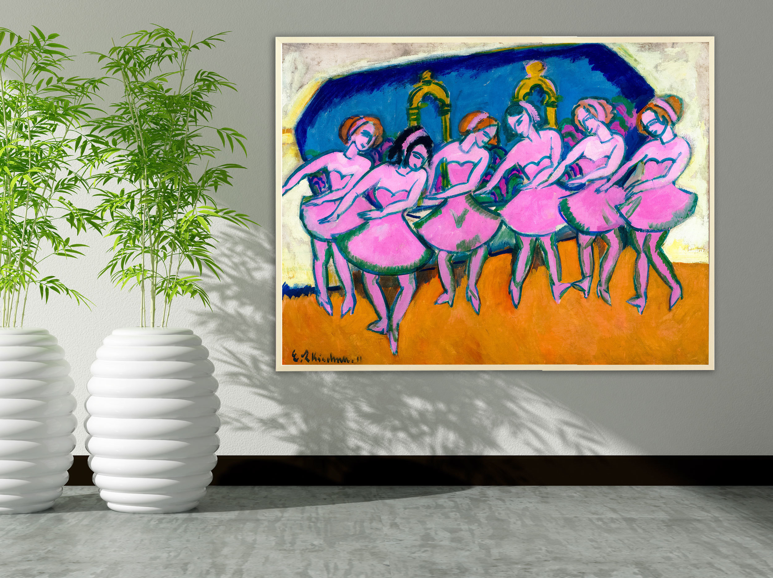 Ernst Ludwig Kirchner - Six Dancers, 1911, Schattenfugenrahmen Natur