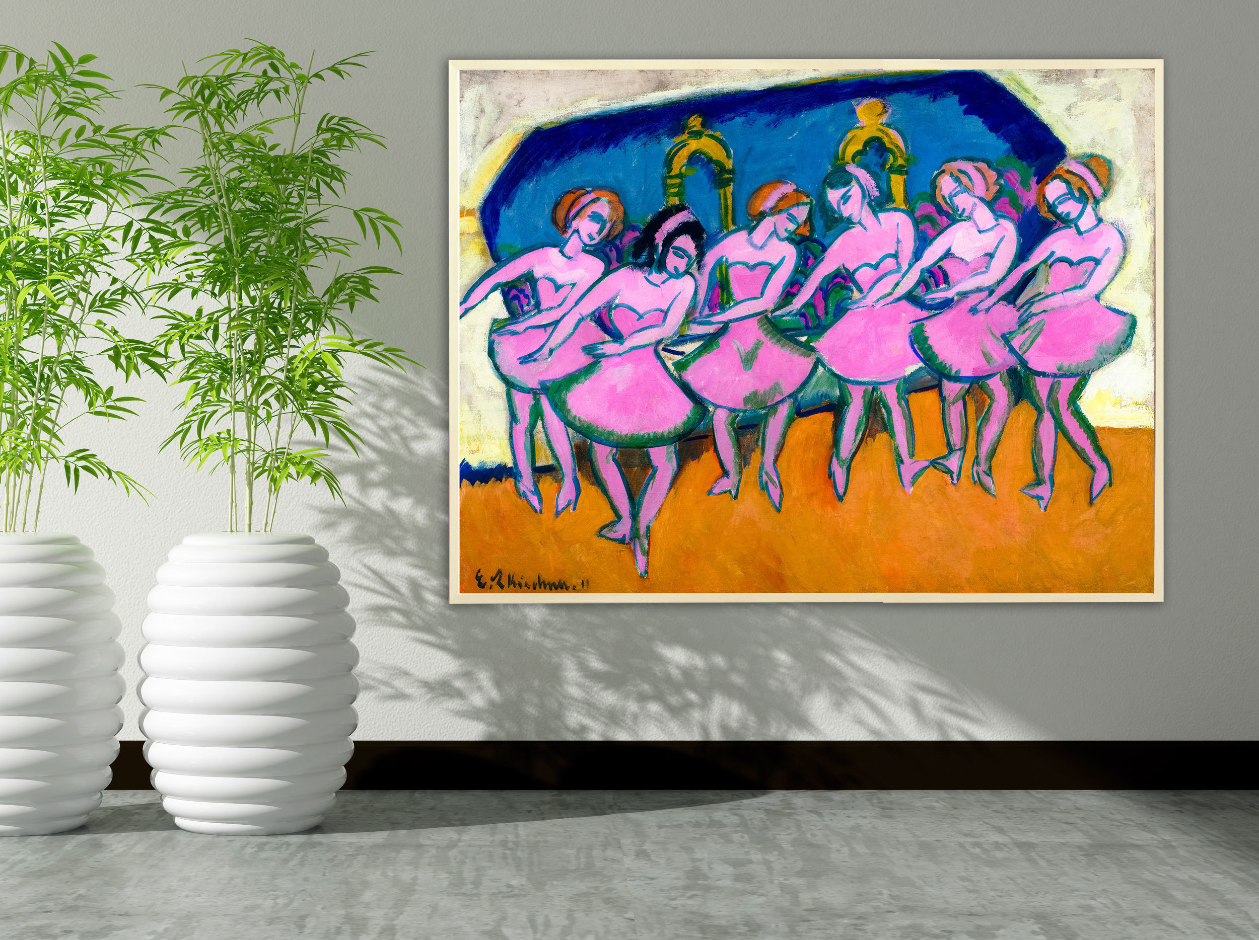 Ernst Ludwig Kirchner - Six Dancers, 1911, Schattenfugenrahmen Natur Ernst Ludwig Kirchner - Six Dancers, 1911, Schattenfugenrahmen Natur