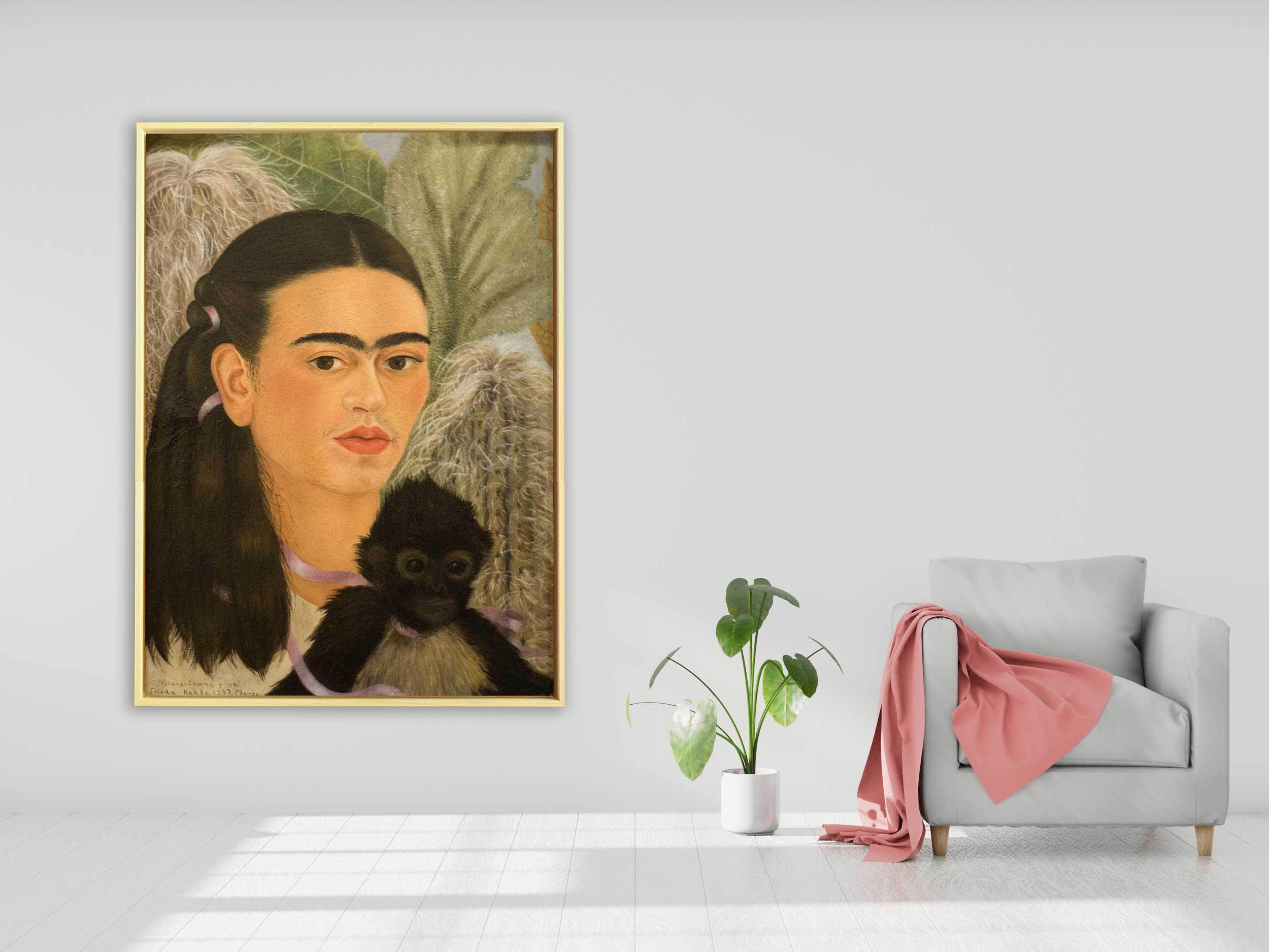 Frida Kahlo - Fulang-Chang and I, 1937, Rahmen Schattenfuge Natur