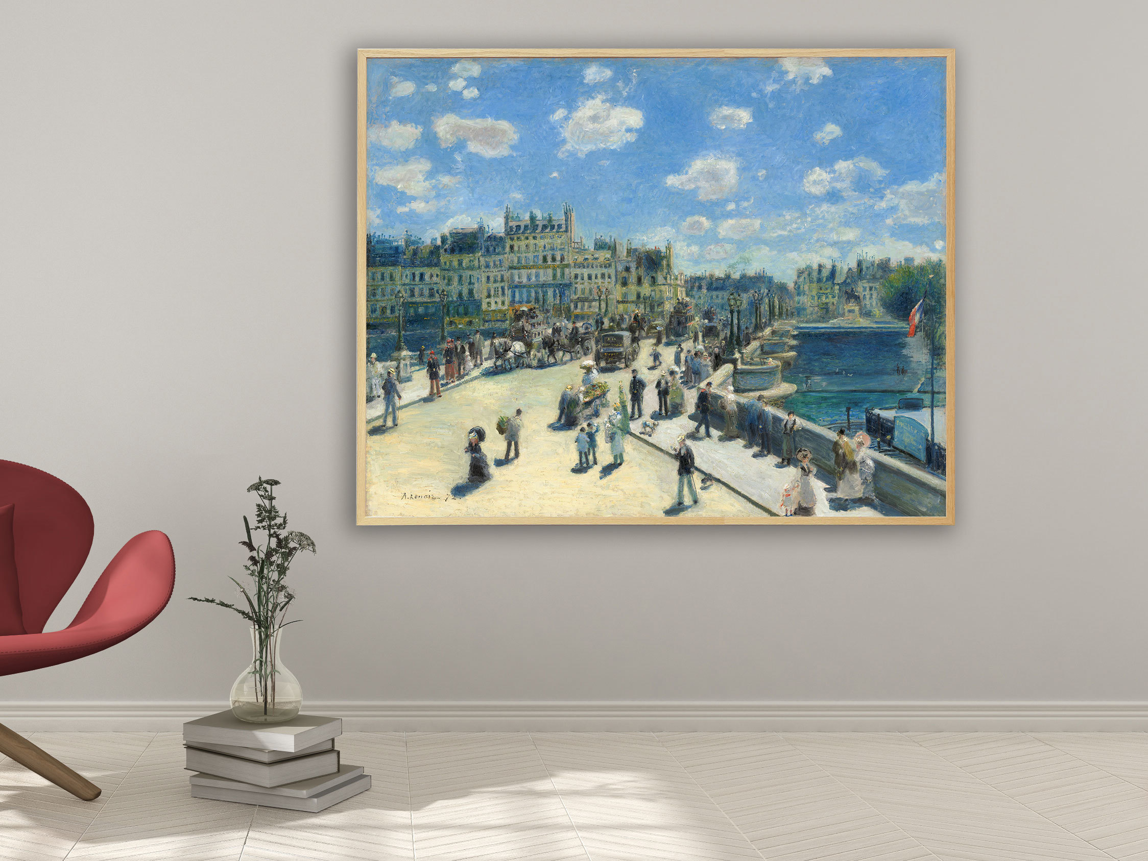 Auguste Renoir - Pont Neuf Paris, 1872, Bilderrahmen Eiche Auguste Renoir - Pont Neuf Paris, 1872, Bilderrahmen Eiche