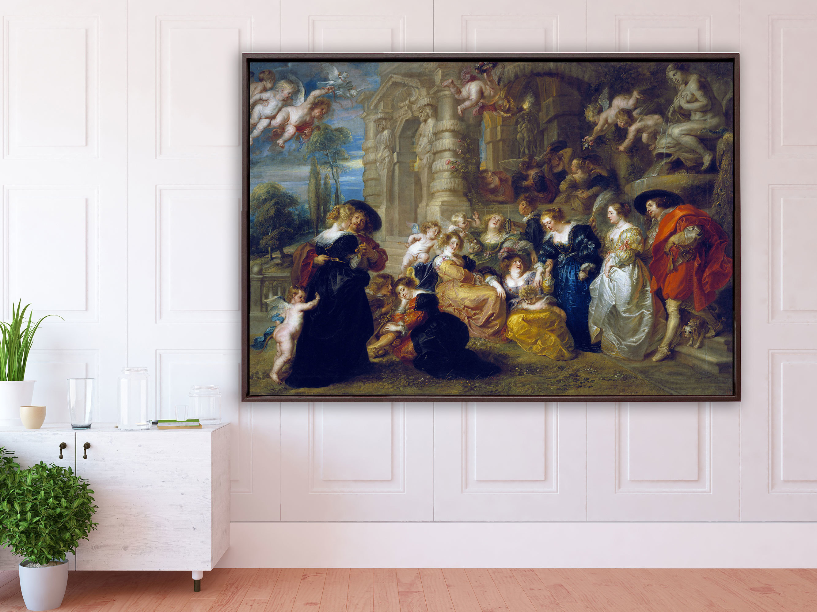 Peter Paul Rubens – Im Garten der Liebe, Schattenfugenrahmen braun