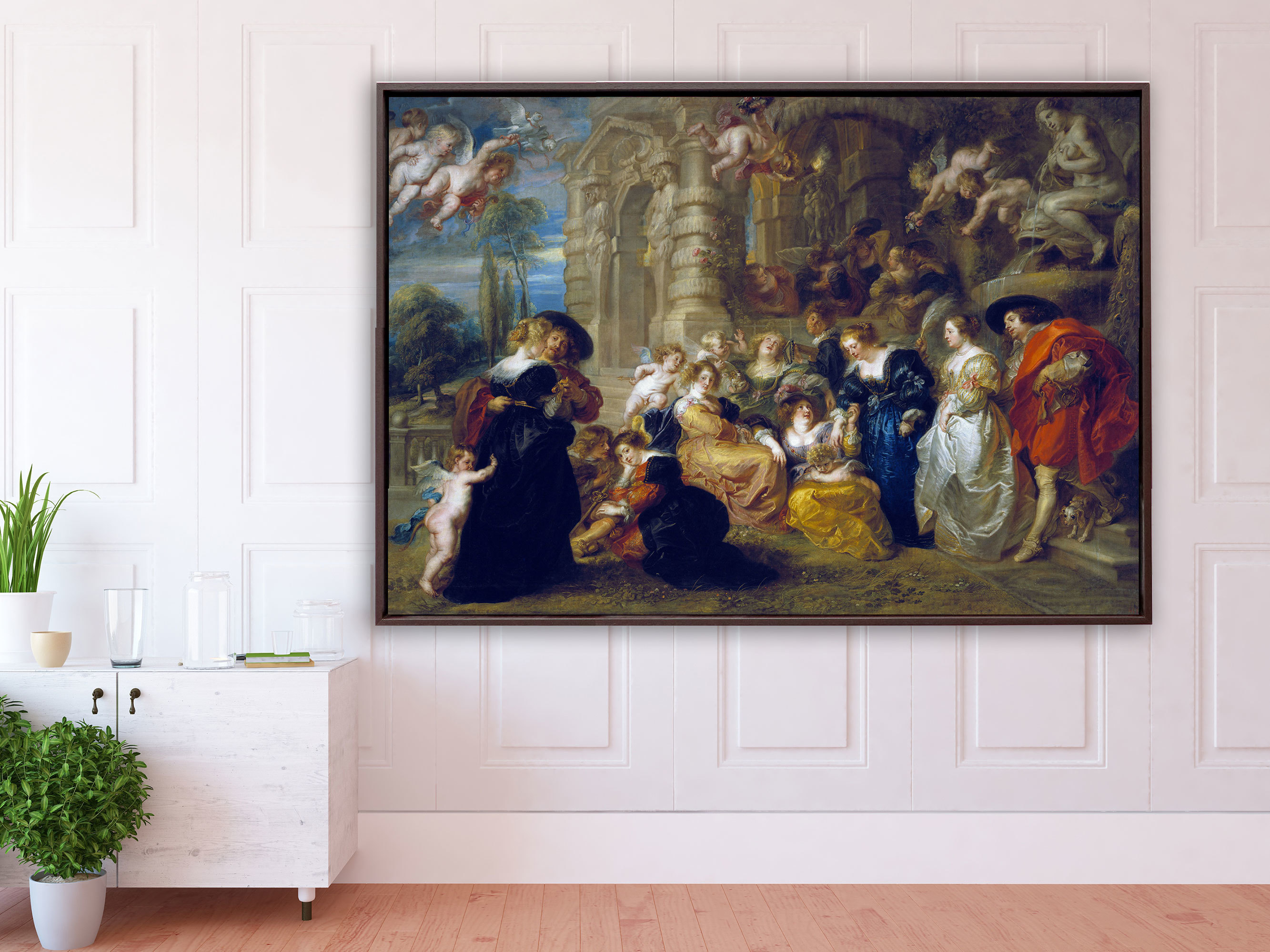 Peter Paul Rubens – Im Garten der Liebe, Schattenfugenrahmen braun Peter Paul Rubens – Im Garten der Liebe, Schattenfugenrahmen braun