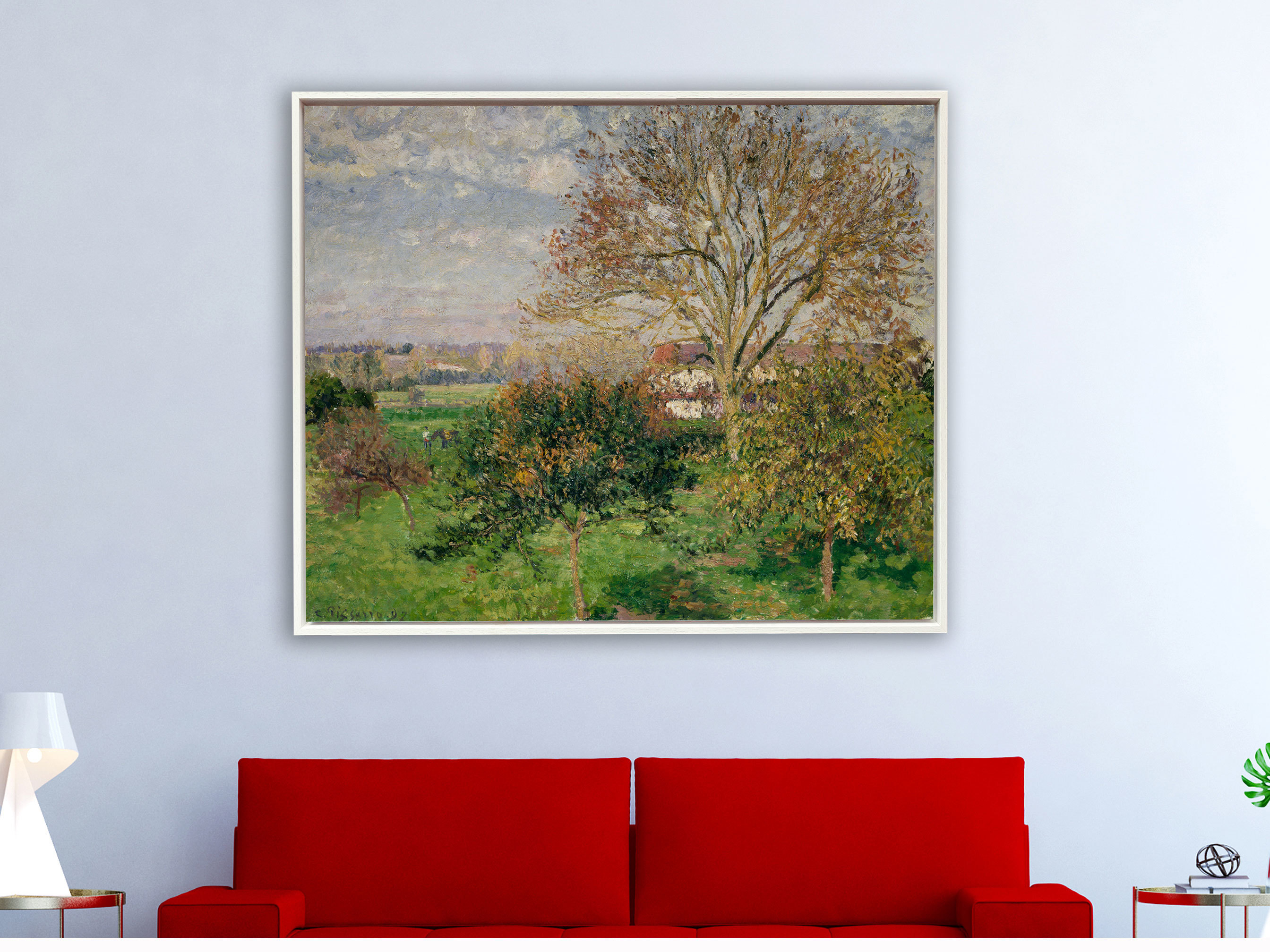Camille Pissarro - Landschaft Eragny in Frankreich , inkl. Rahmen Schattenfuge weiß