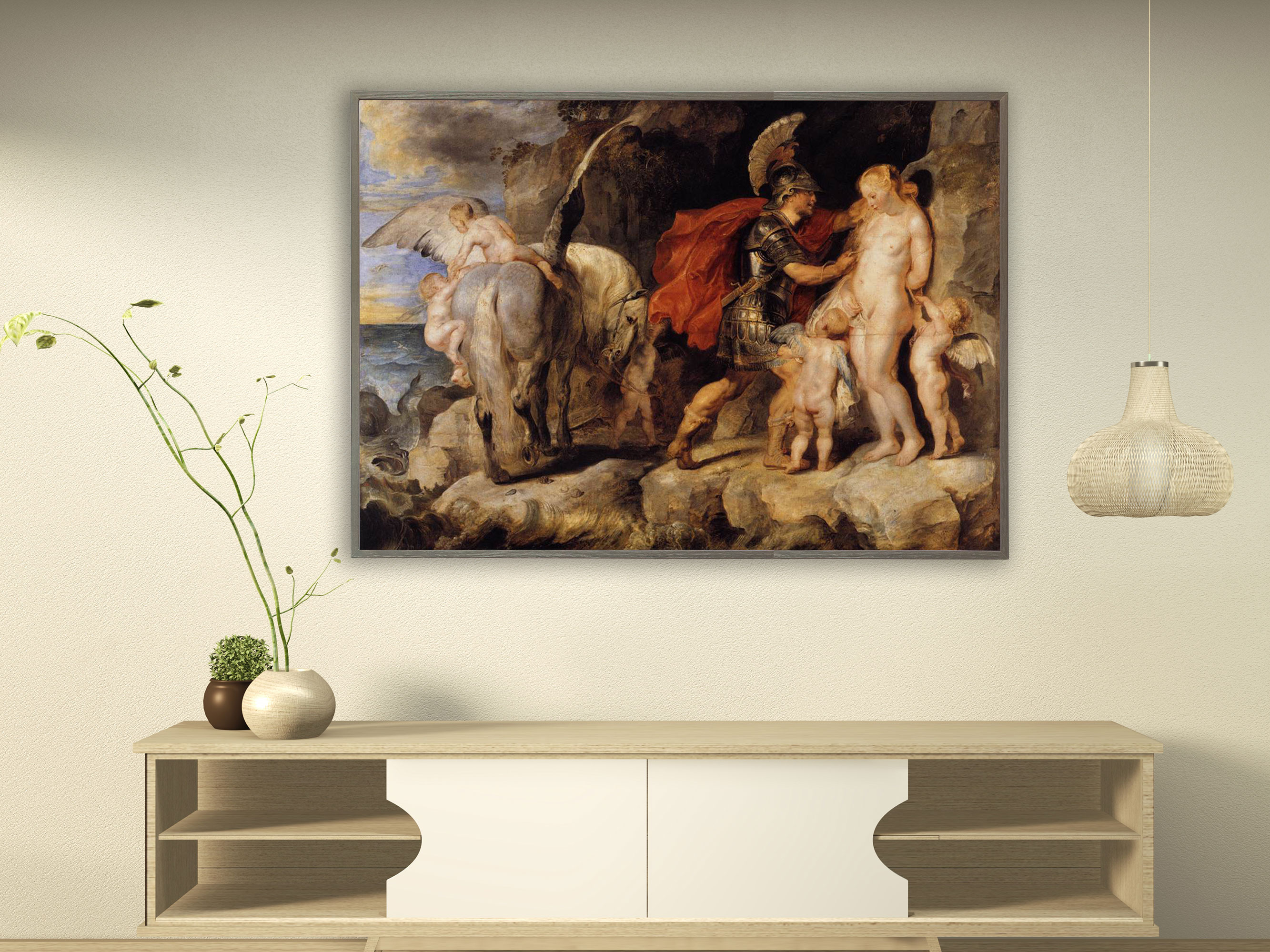 Peter Paul Rubens – Die Befreiung der Andromeda, Bilderrahmen grau