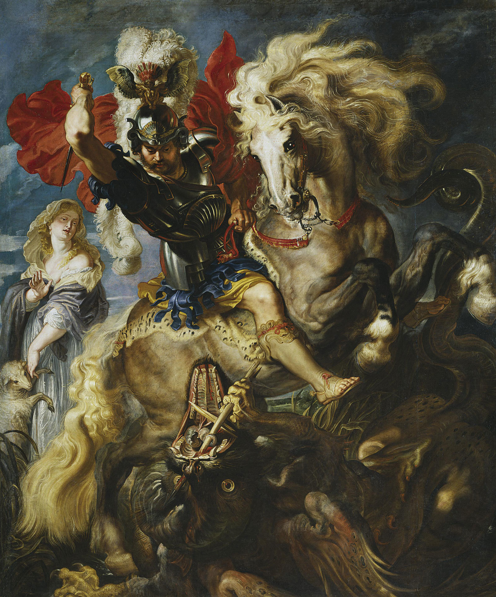 Peter Paul Rubens - Der heilige Georg und der Drachen, Schattenfugenrahmen weiß
